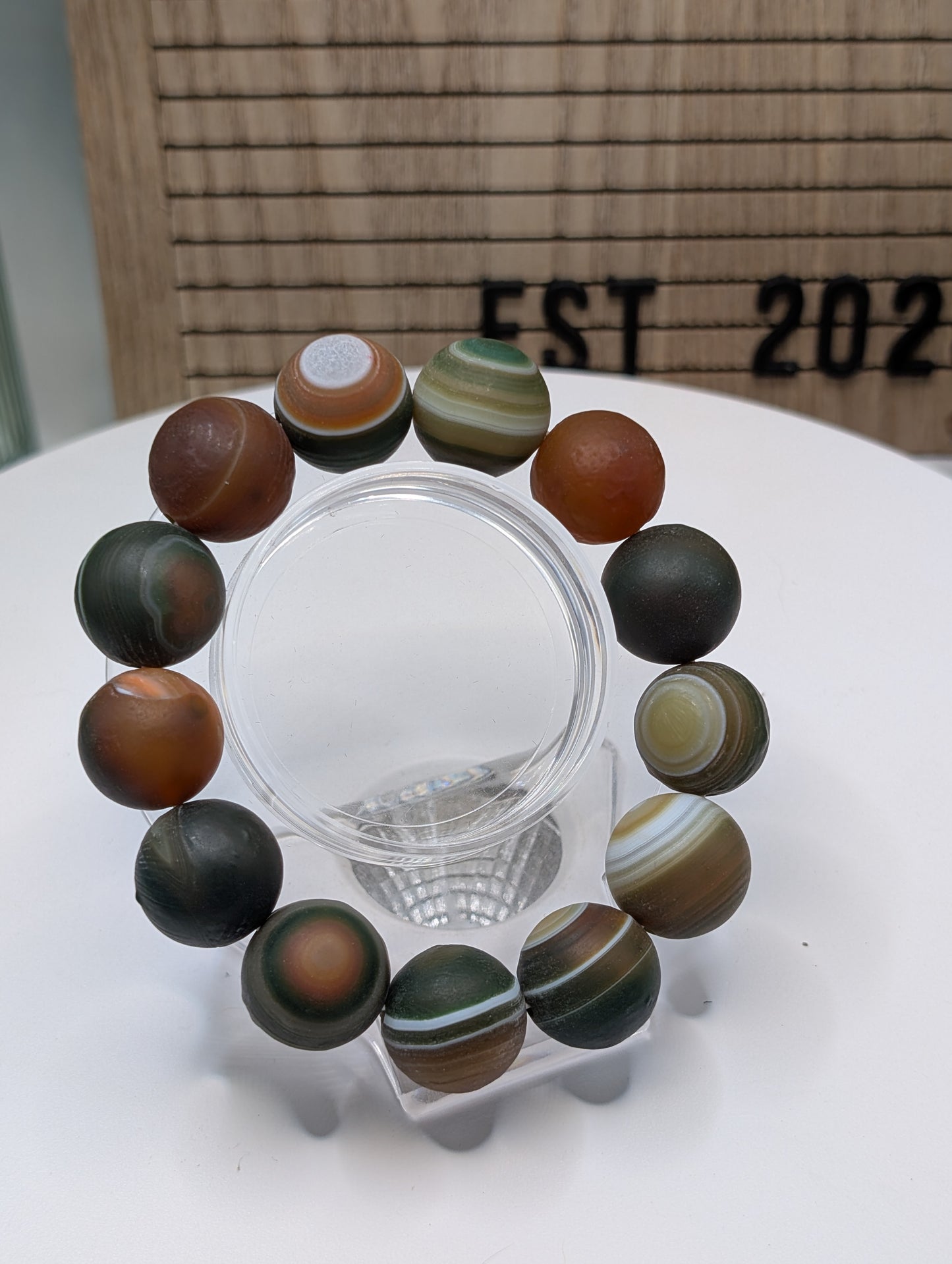 Gobi Agate 17mm Bracelet - Green (Dyed)