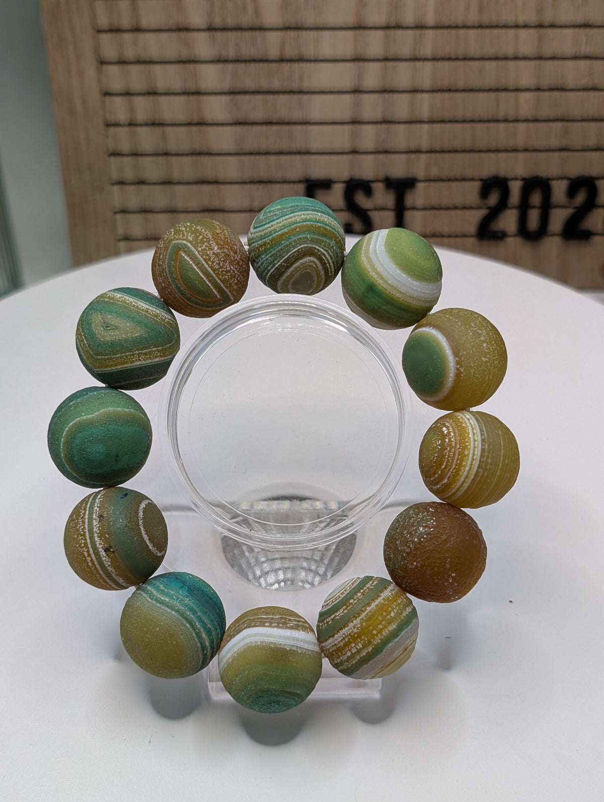 Dyed Green & Brown Gobi Agate Beaded Bracelet | 16mm–20mm