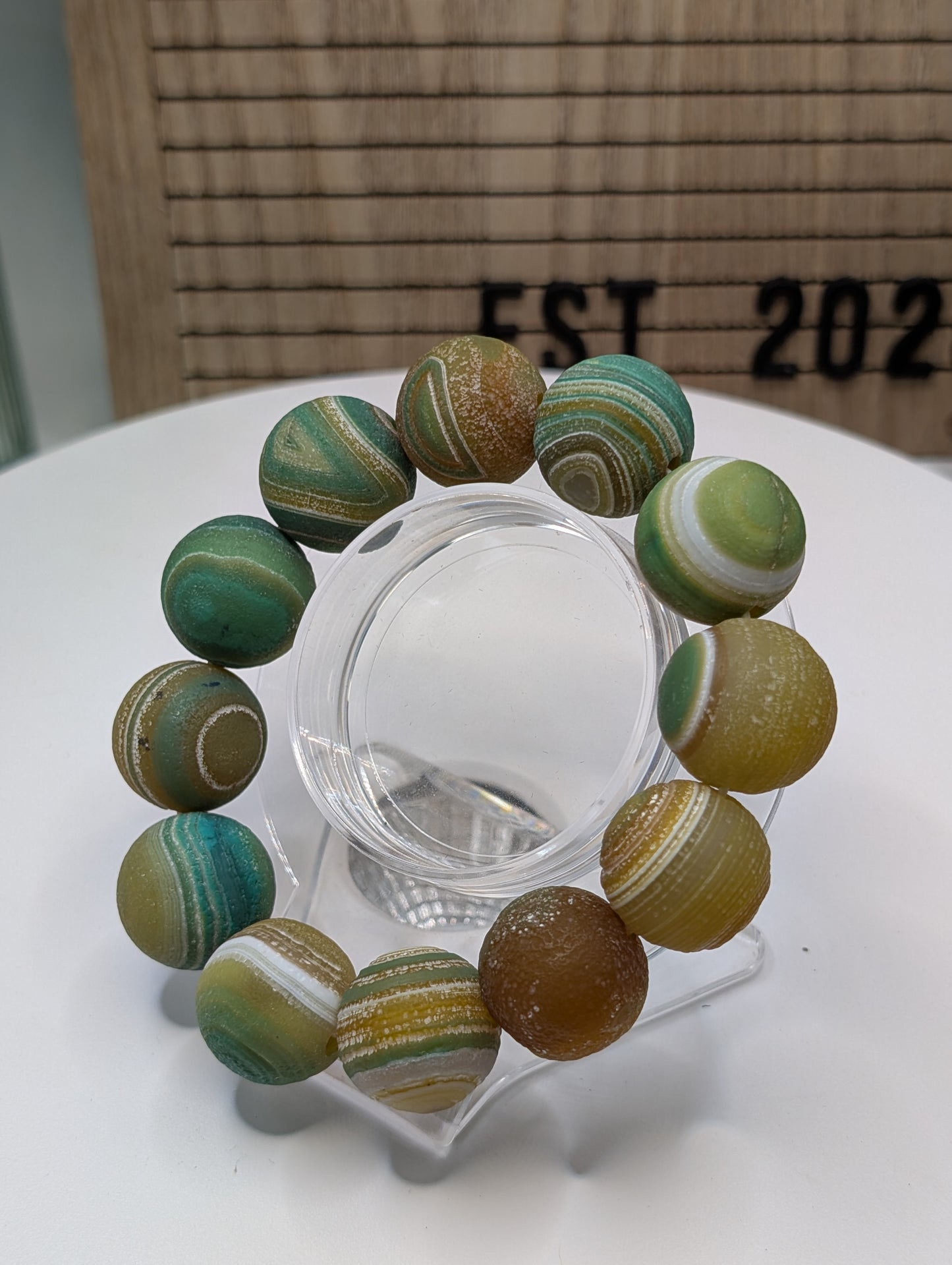 Gobi Agate 20mm Bracelet - Green (Dyed)