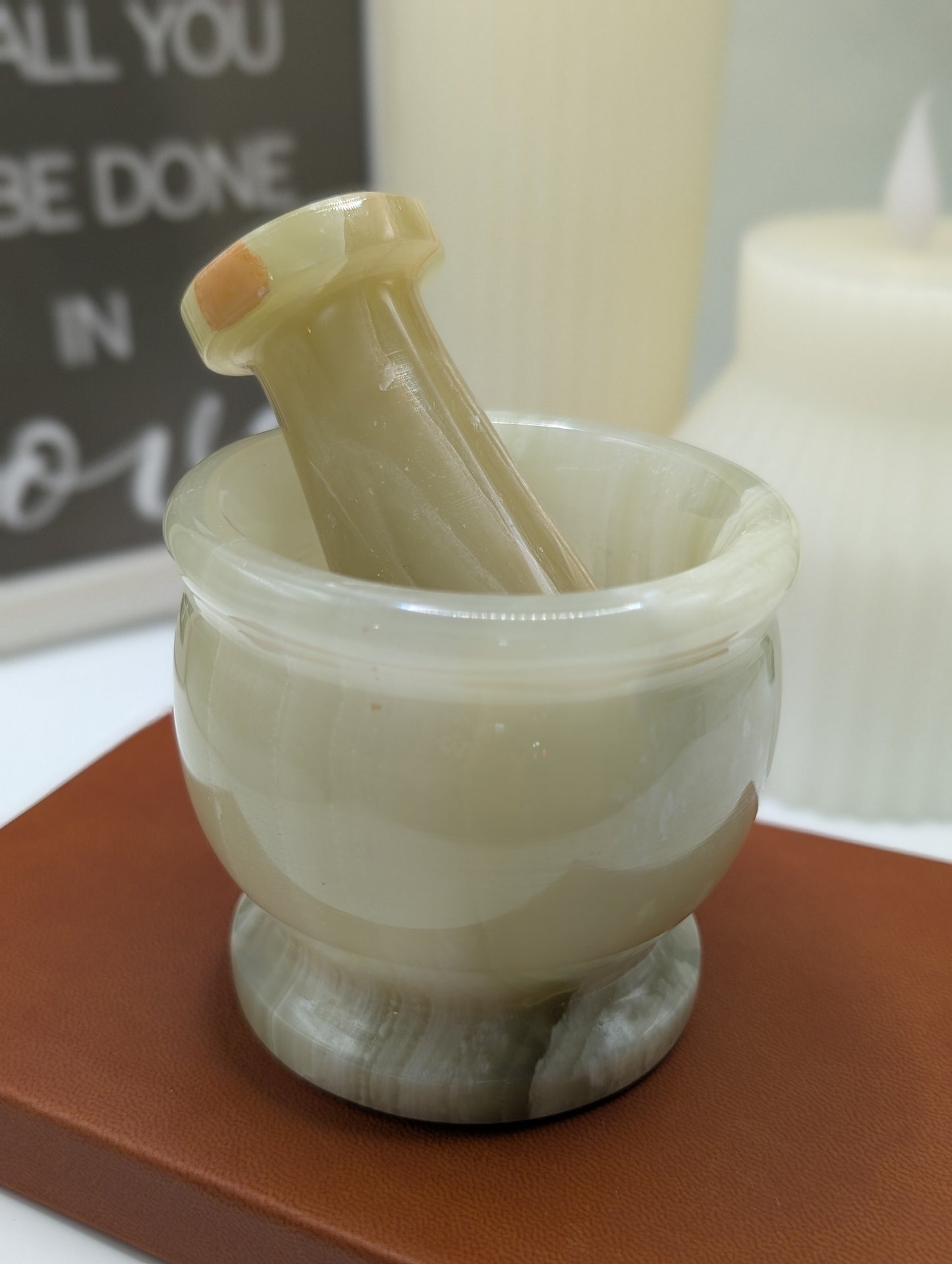 Afghan Jade Mortar & Pestle Sets (Green Banded Calcite aka Marbled Onyx)