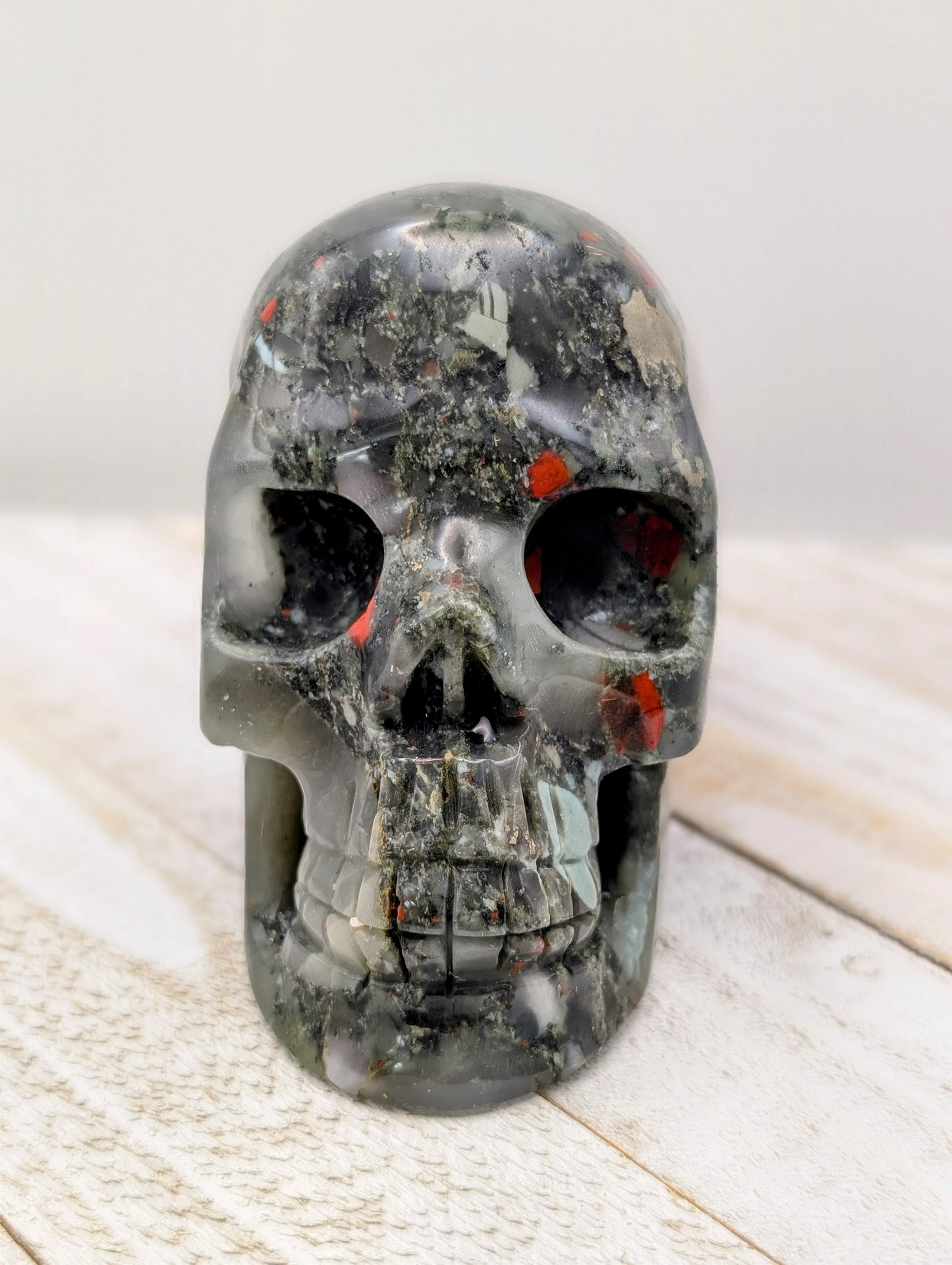 African Bloodstone Elongated Crystal Skull