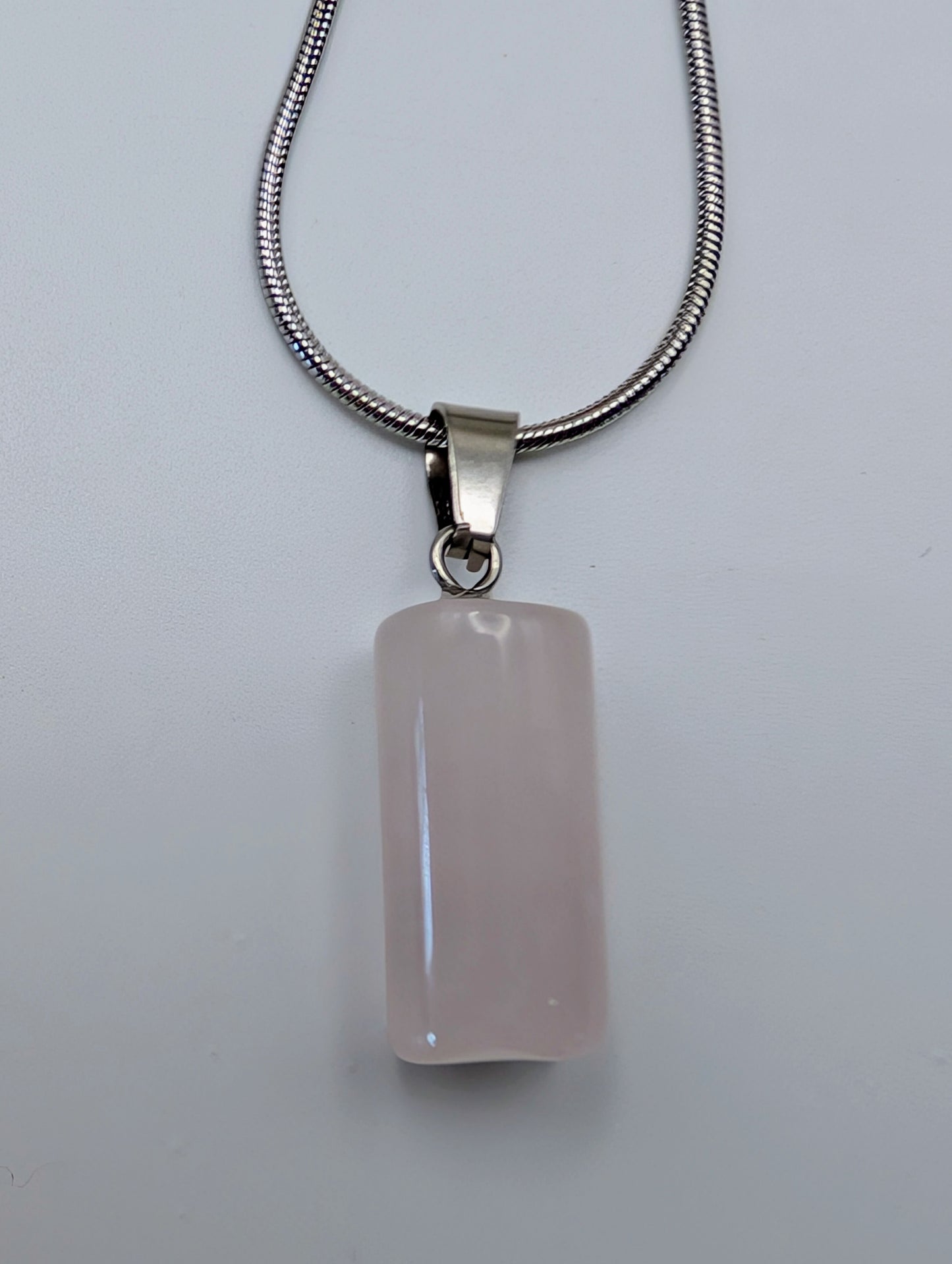 Crystal Barrel Bead Pendant Necklace on a 16" Silver Chain