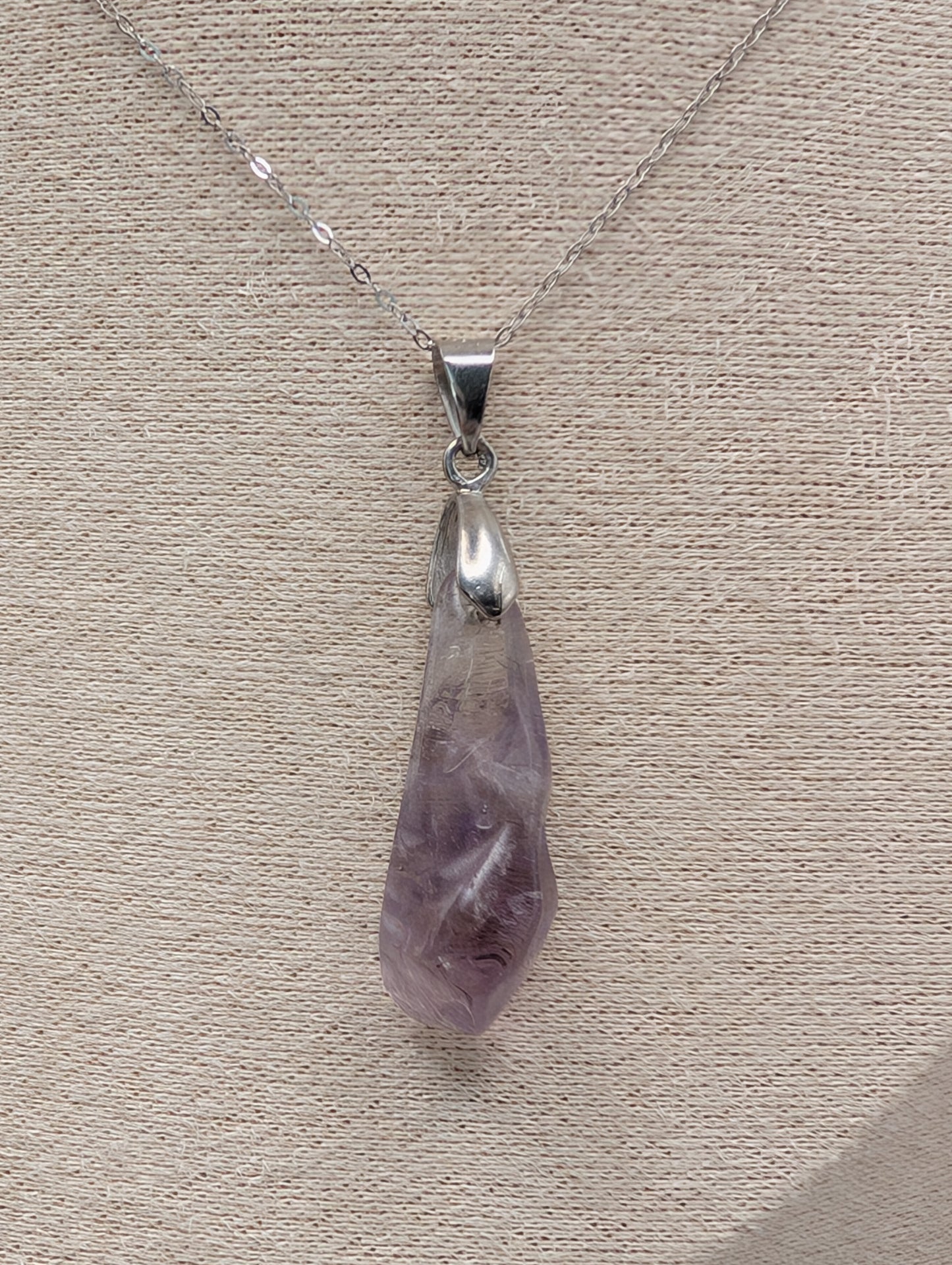 Crystal Tumbled Stone Necklace in Various Length Silver Chains