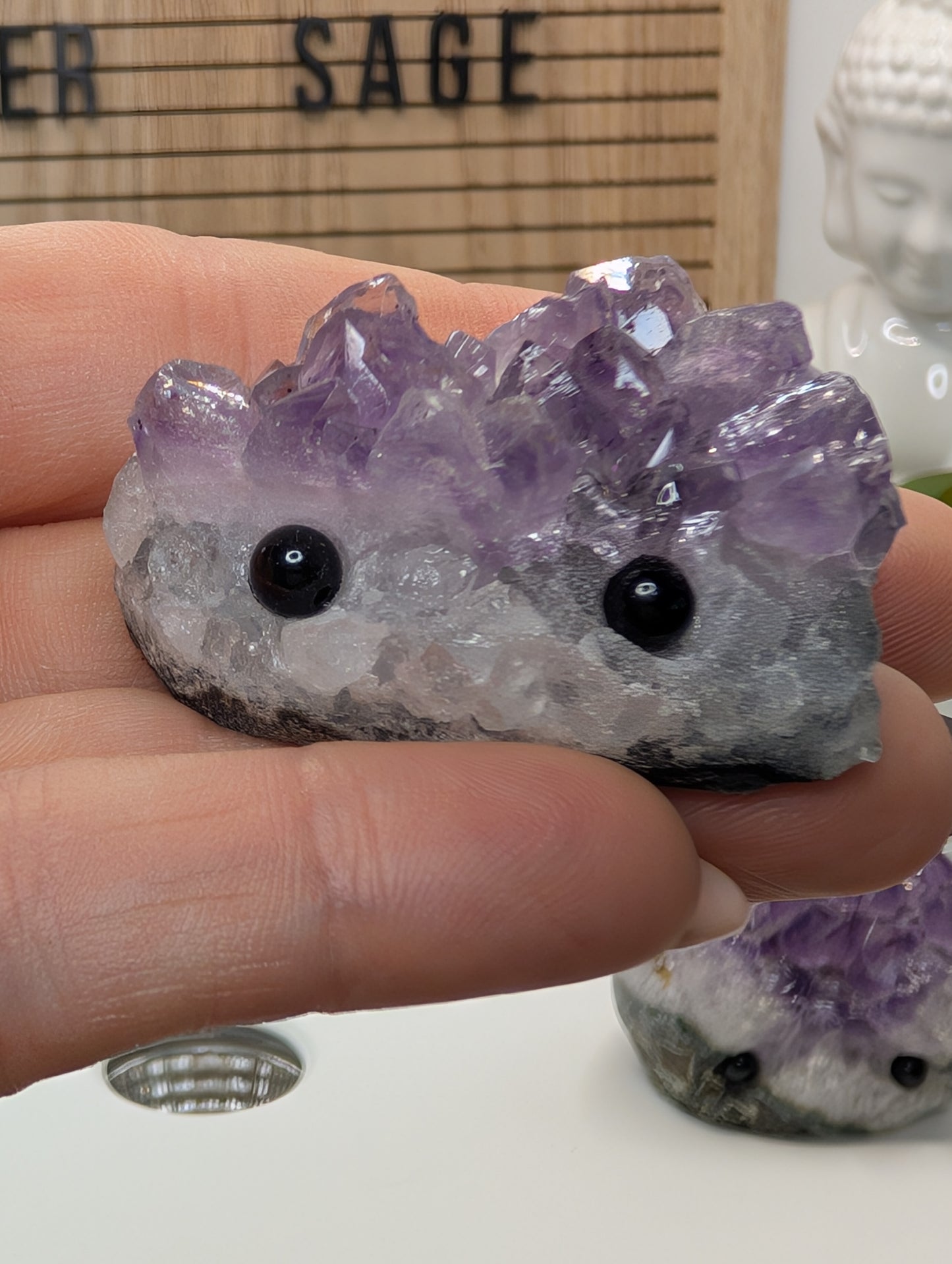 Amethyst Cluster Rock Buddies aka Hedgehogs - Up For Adoption!