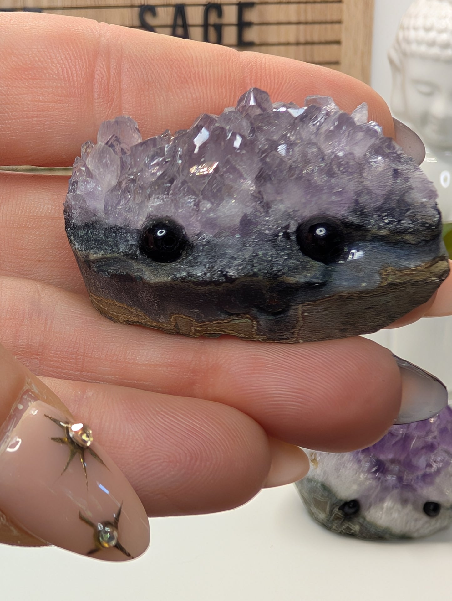 Amethyst Cluster Rock Buddies aka Hedgehogs - Up For Adoption!