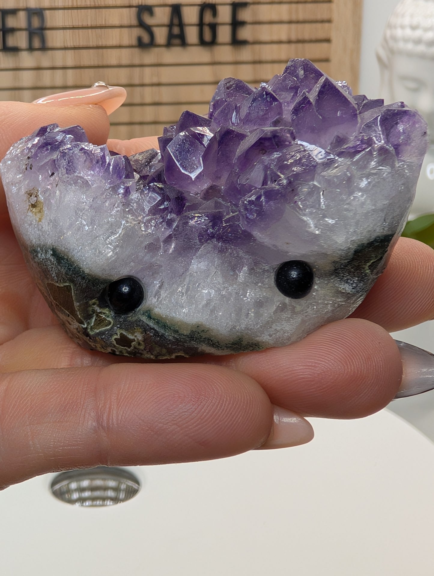 Amethyst Cluster Rock Buddies aka Hedgehogs - Up For Adoption!