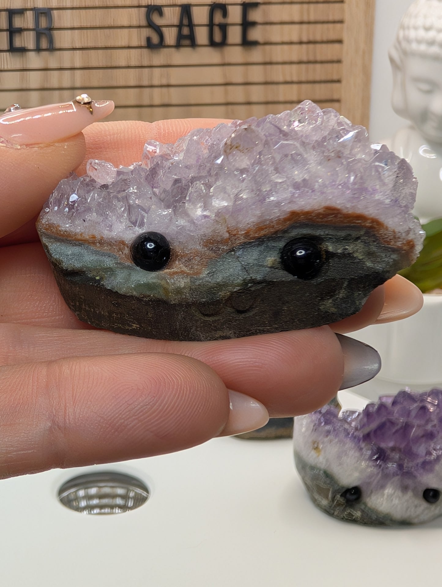 Amethyst Cluster Rock Buddies aka Hedgehogs - Up For Adoption!
