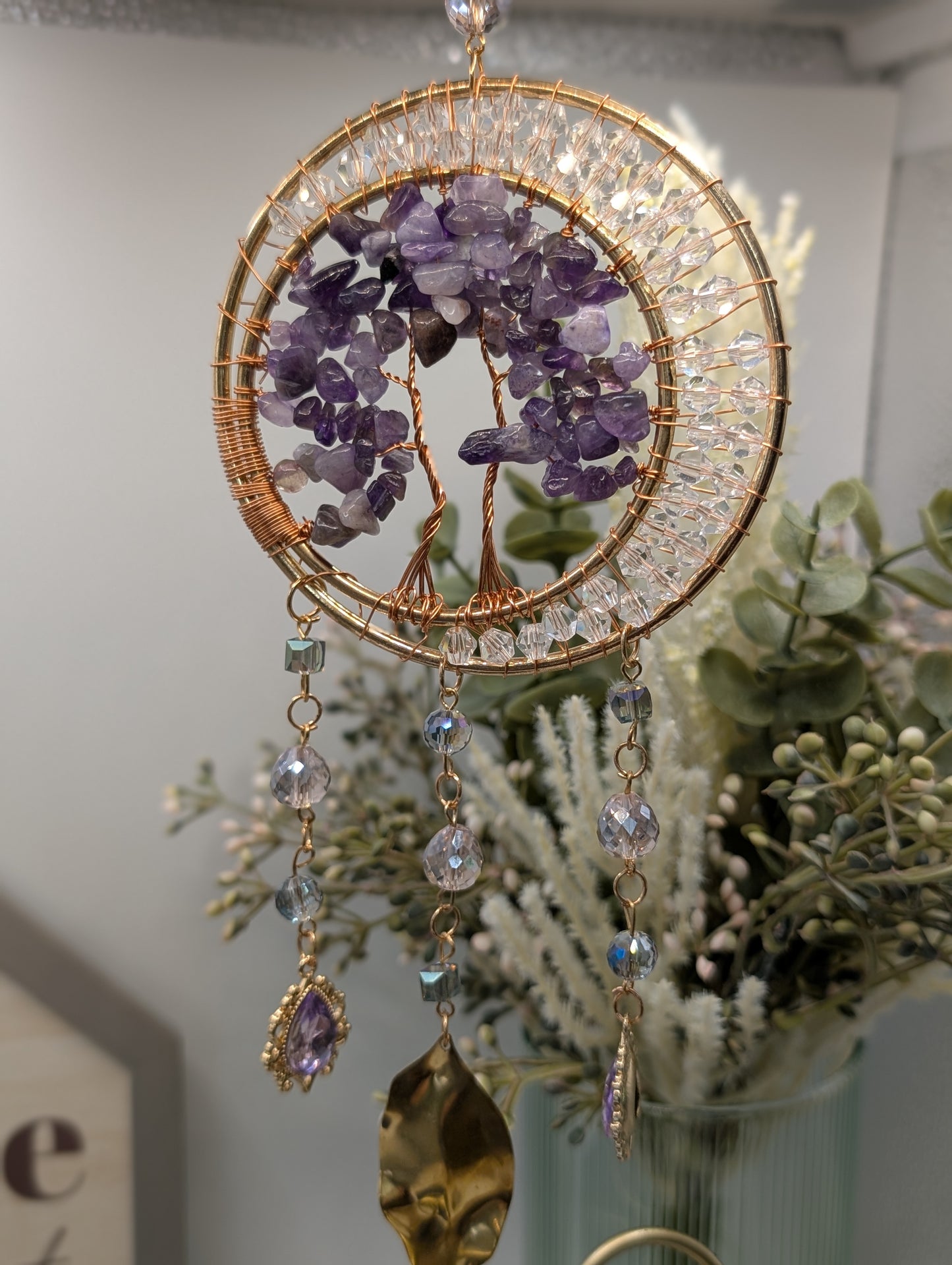 Amethyst Chip Tree - Copper Wire Wrapped Suncatcher