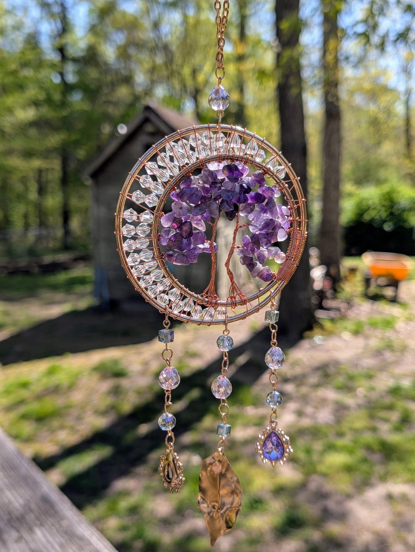 Amethyst Chip Tree - Copper Wire Wrapped Suncatcher
