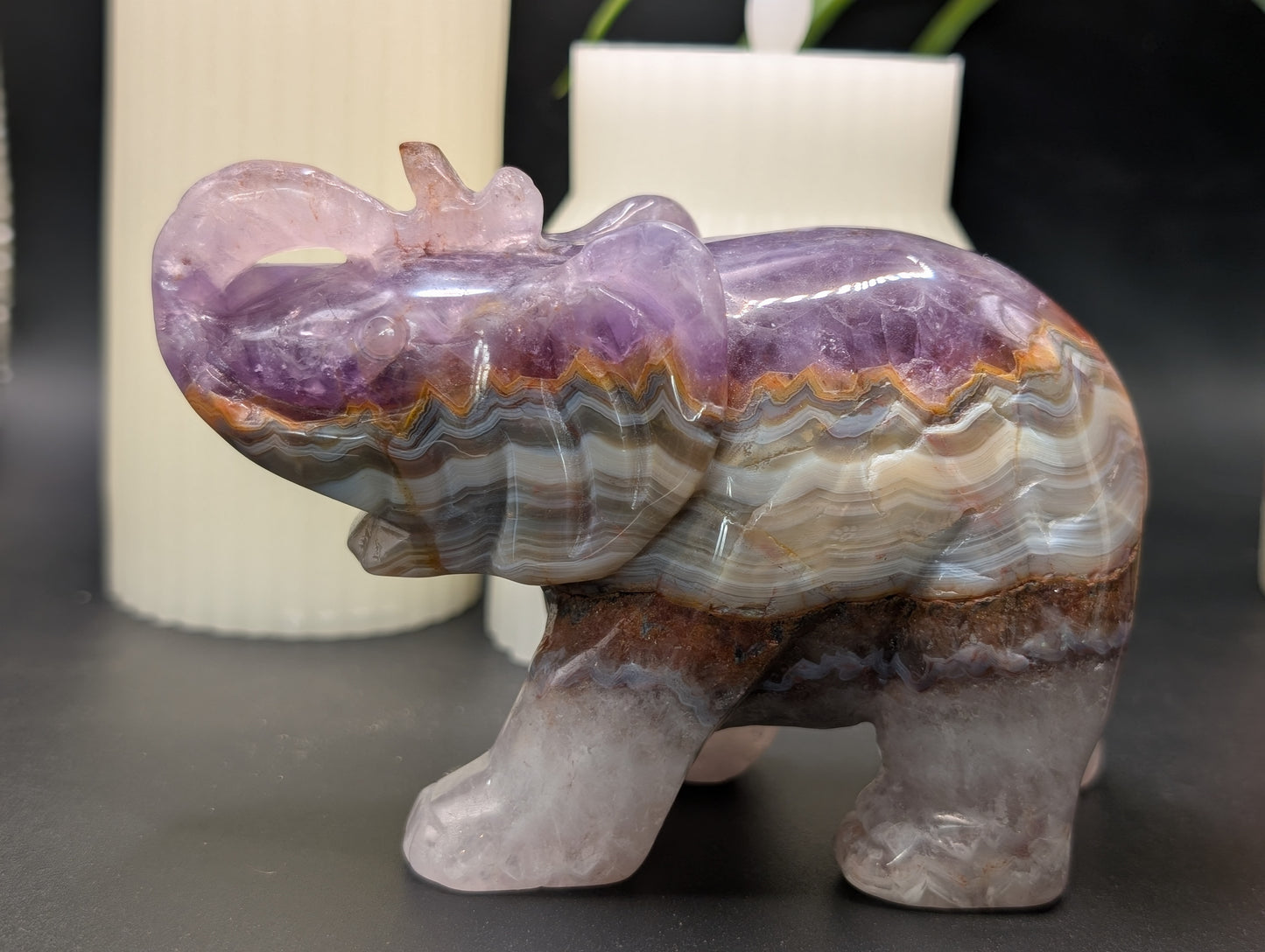 Amethyst & Agate Elephant Carving - Absolutely Stunning & Powerful!!!