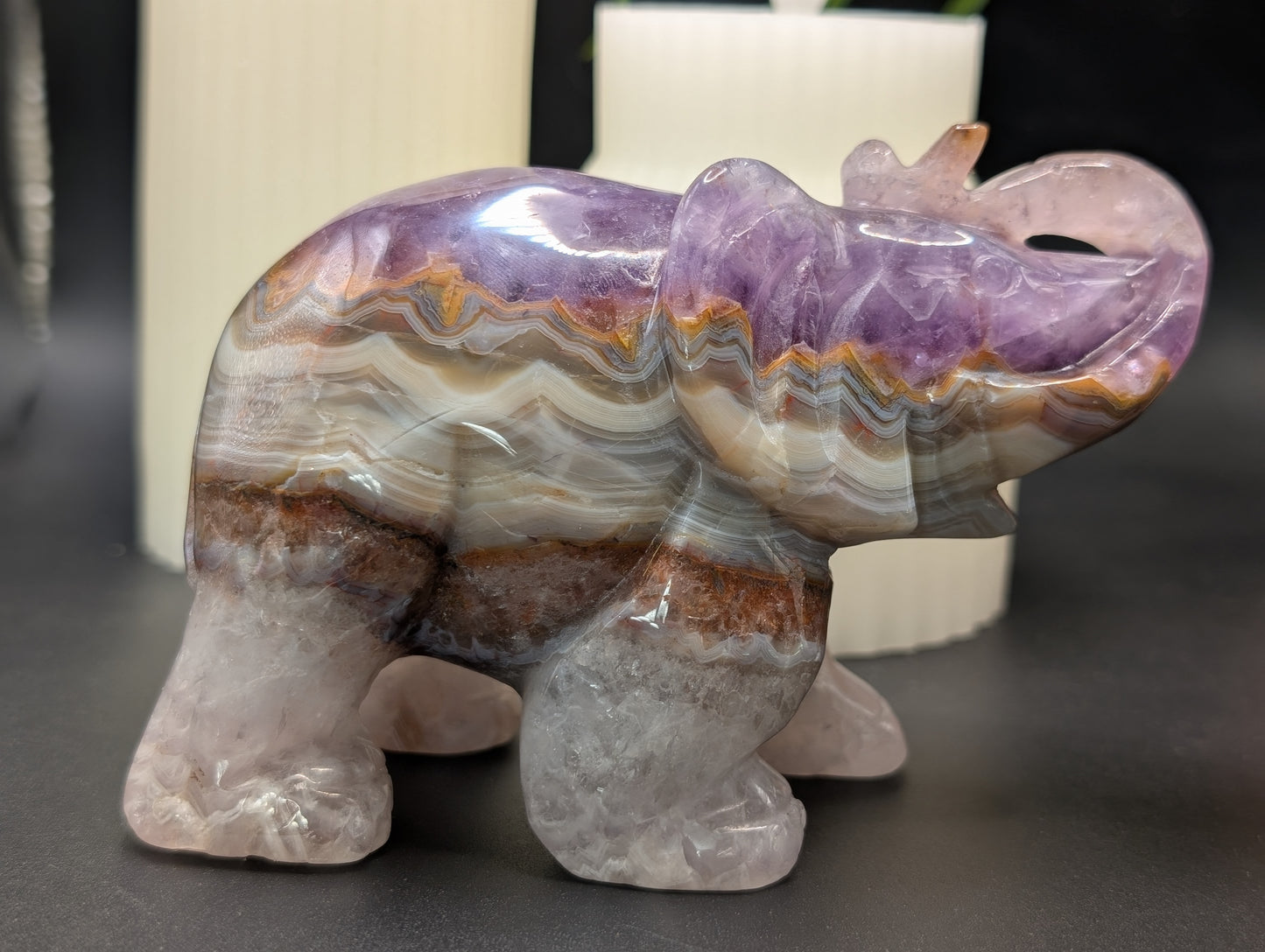 Amethyst & Agate Elephant Carving - Absolutely Stunning & Powerful!!!