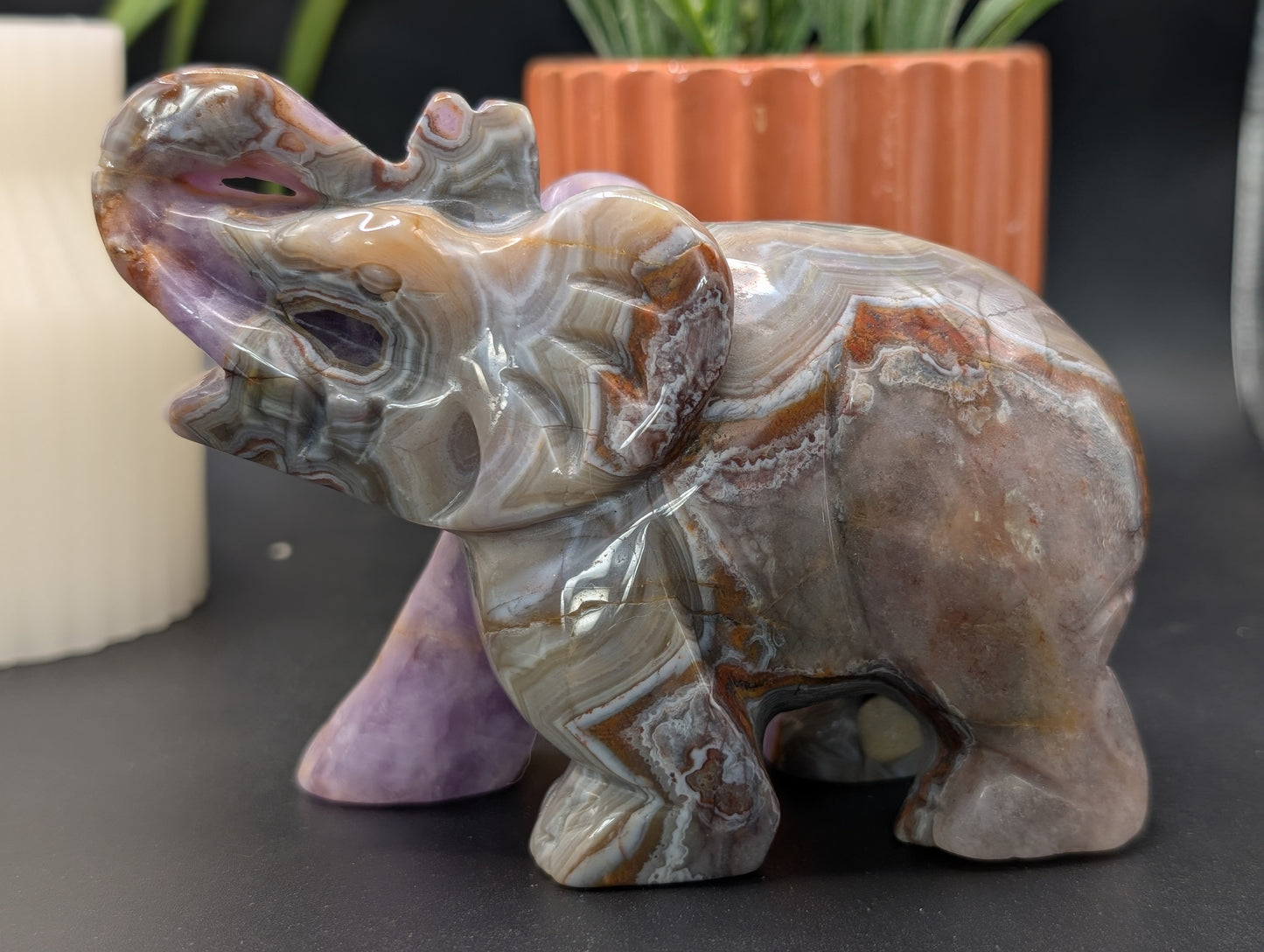Amethyst & Agate Elephant Carving - Absolutely Stunning & Powerful!!!