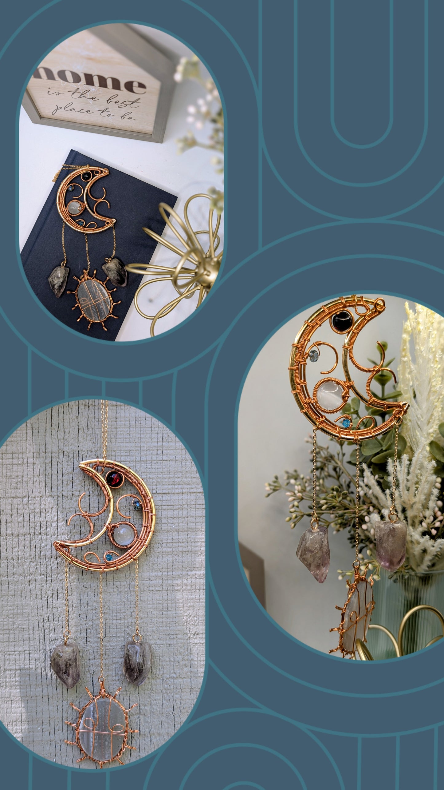 Ametrine Copper Wire Moon Suncatcher