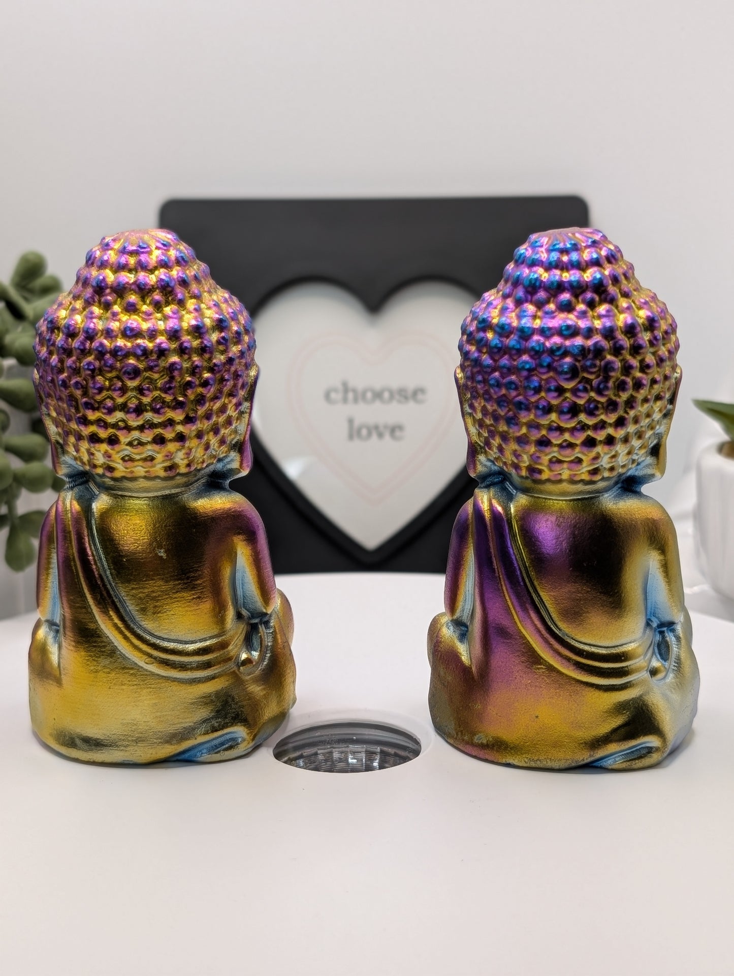 Titanium Aura Quartz Buddha Statue - Beautiful Rainbow of Colors!