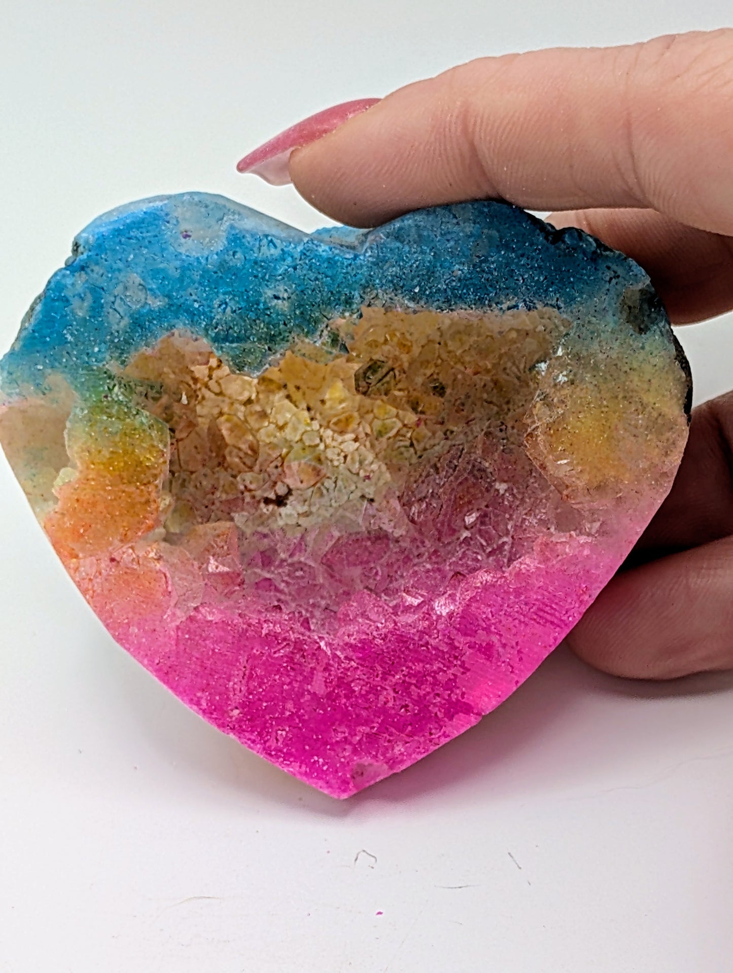 Aura Quartz Geode Heart - One Piece