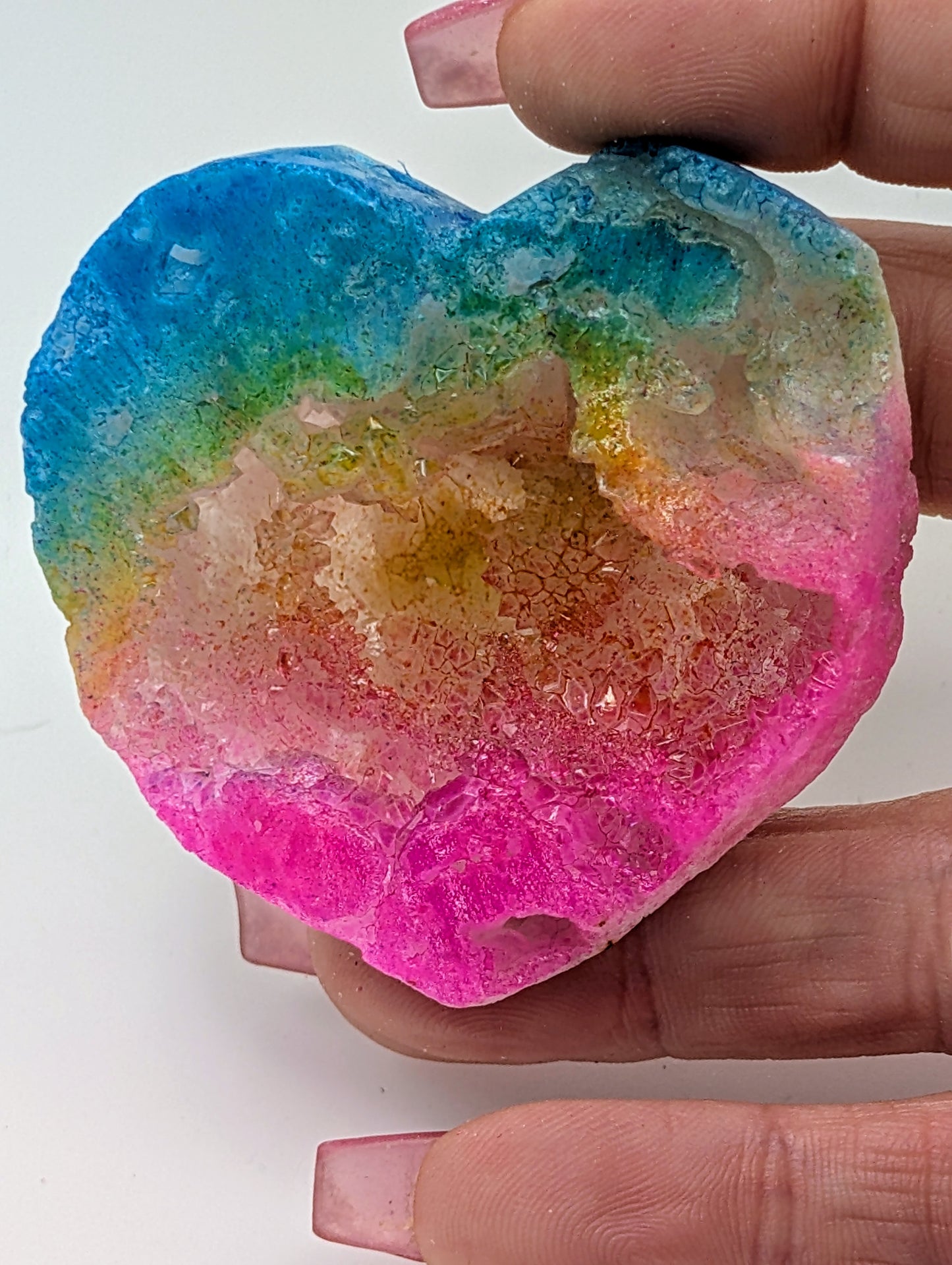 Aura Quartz Geode Heart - One Piece