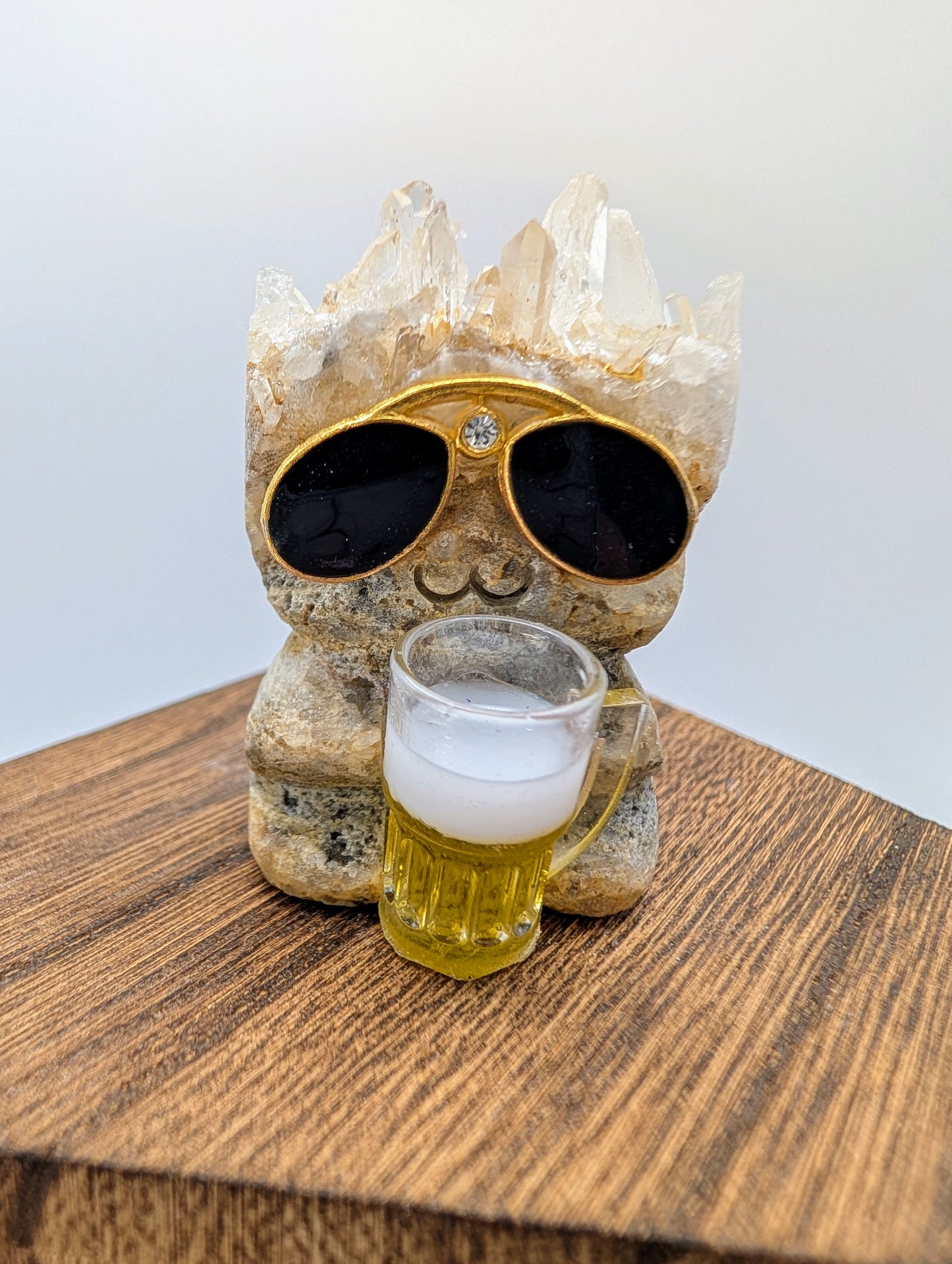 Crystal Hedgehog Rock Buddies With Tiny Beer Mugs!! Get your drink on!!