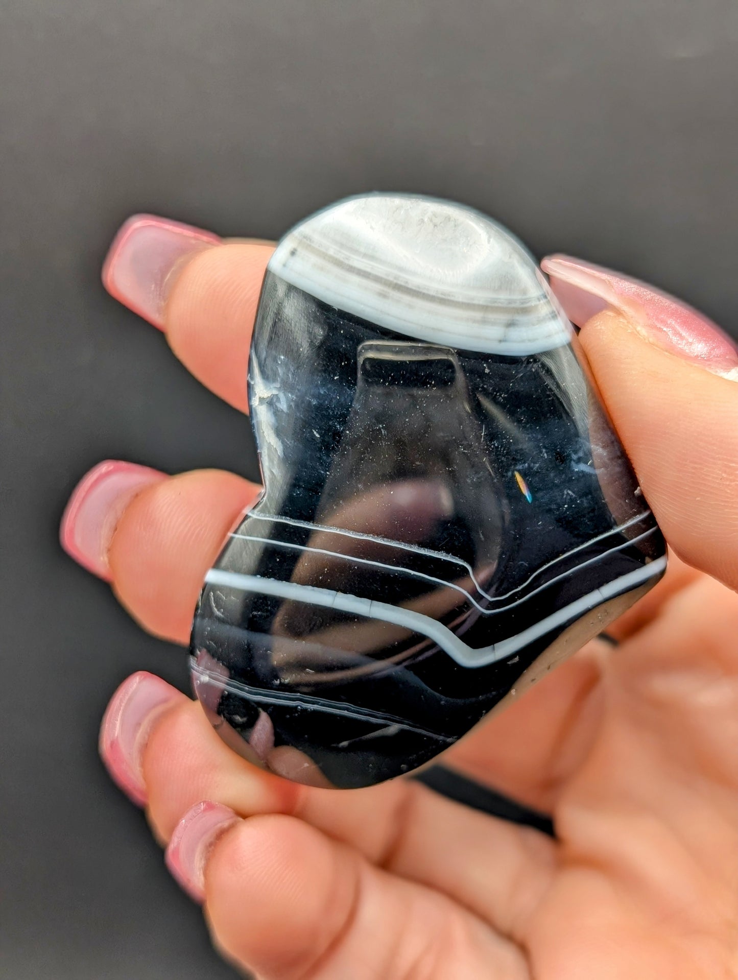 Black Lace Agate Palm Stones & Hearts