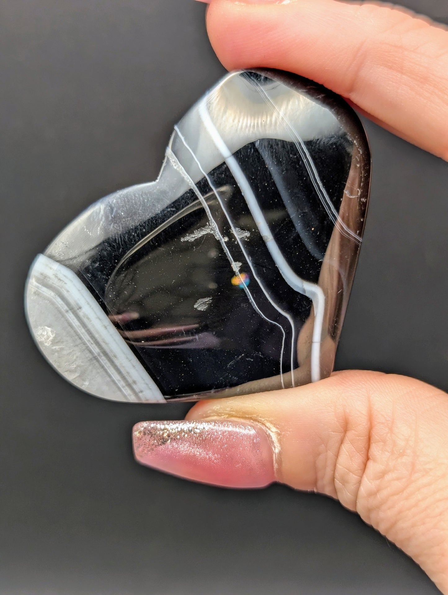 Black Lace Agate Palm Stones & Hearts