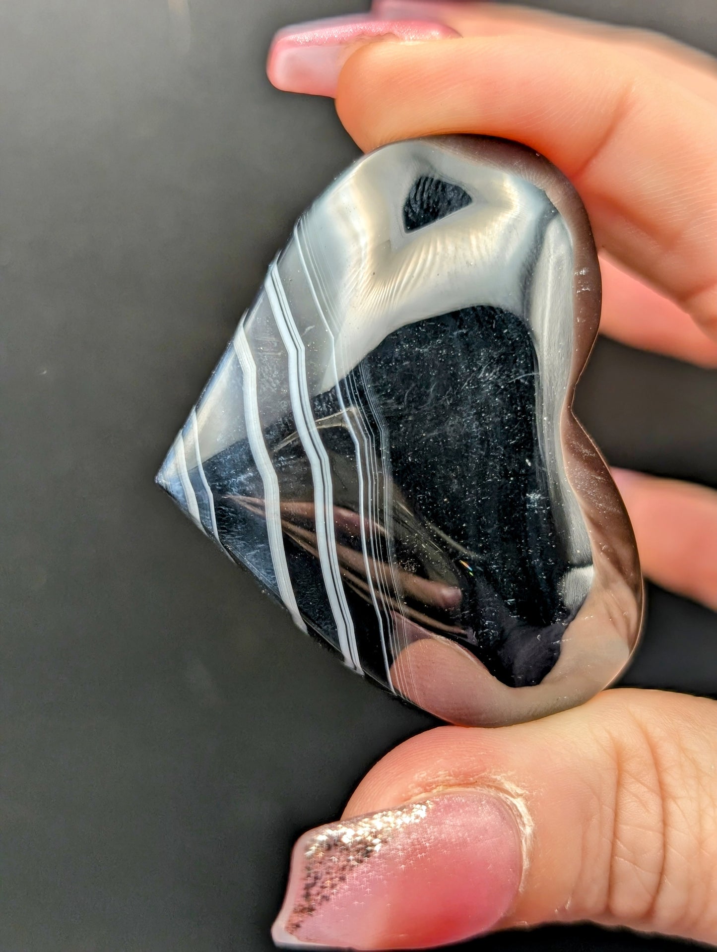 Black Lace Agate Palm Stones & Hearts