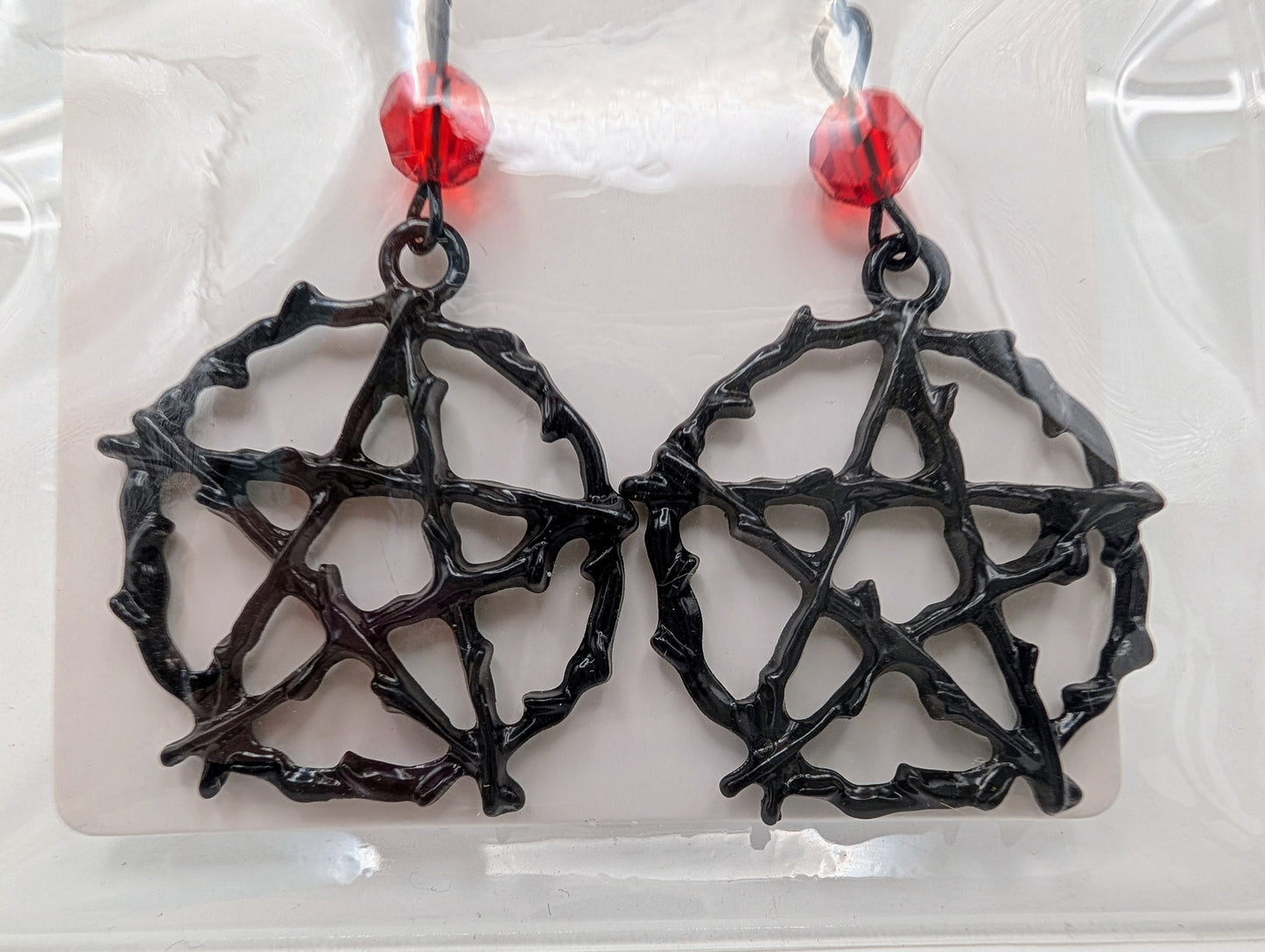 Pentagram Earrings - Black Metal