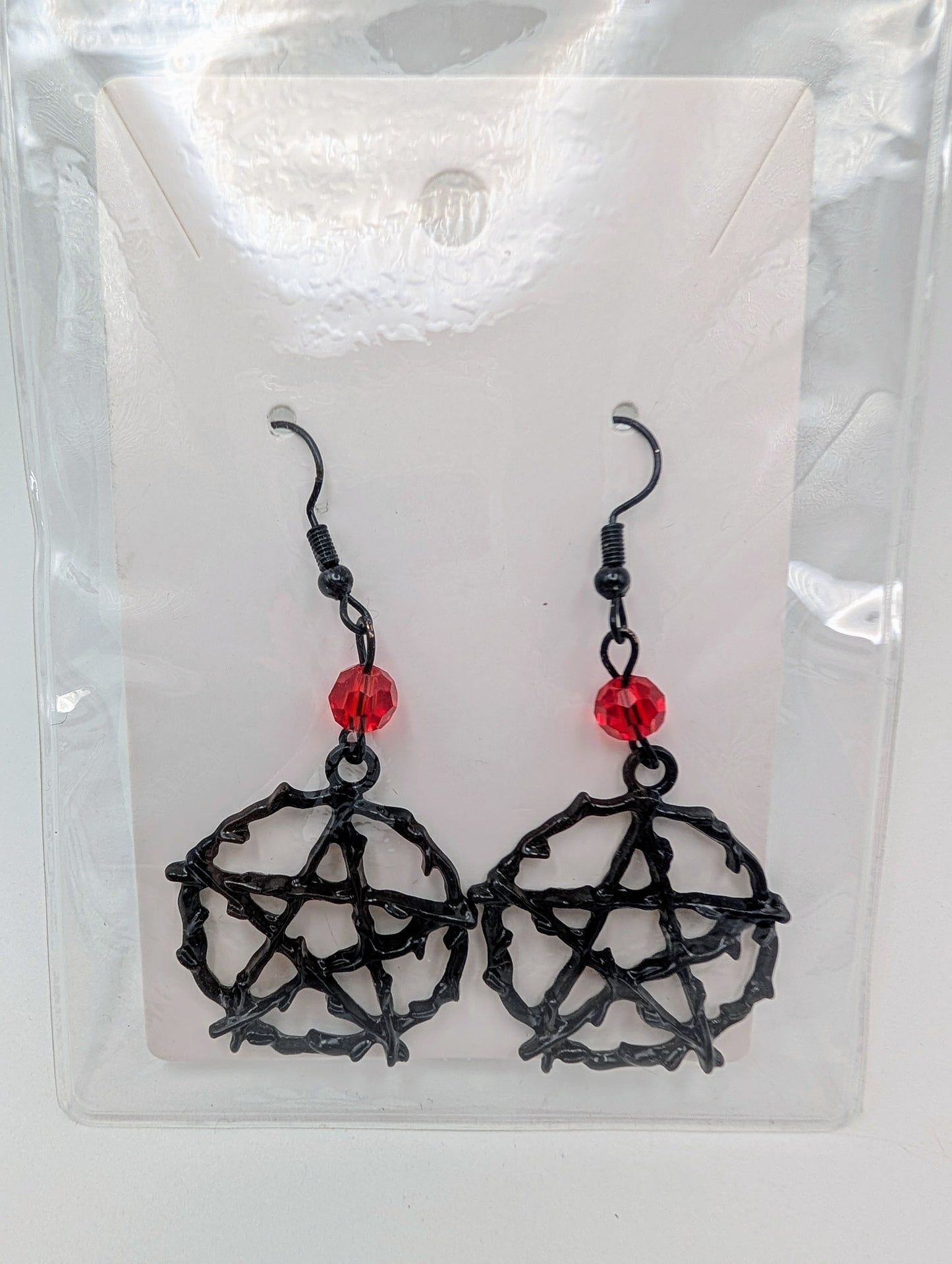 Pentagram Earrings - Black Metal