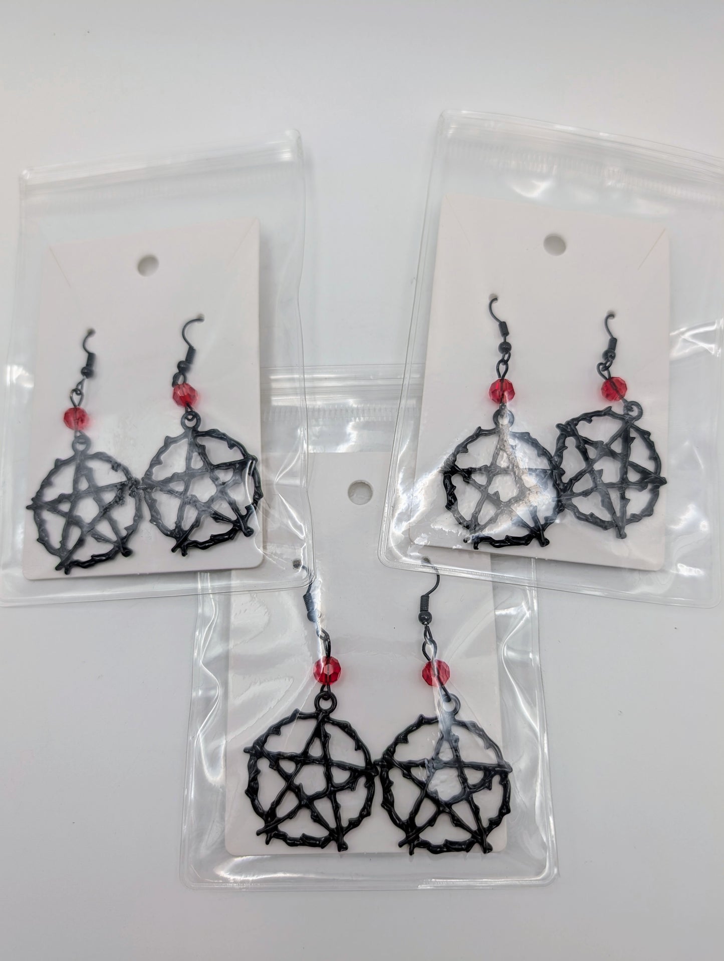 Pentagram Earrings - Black Metal