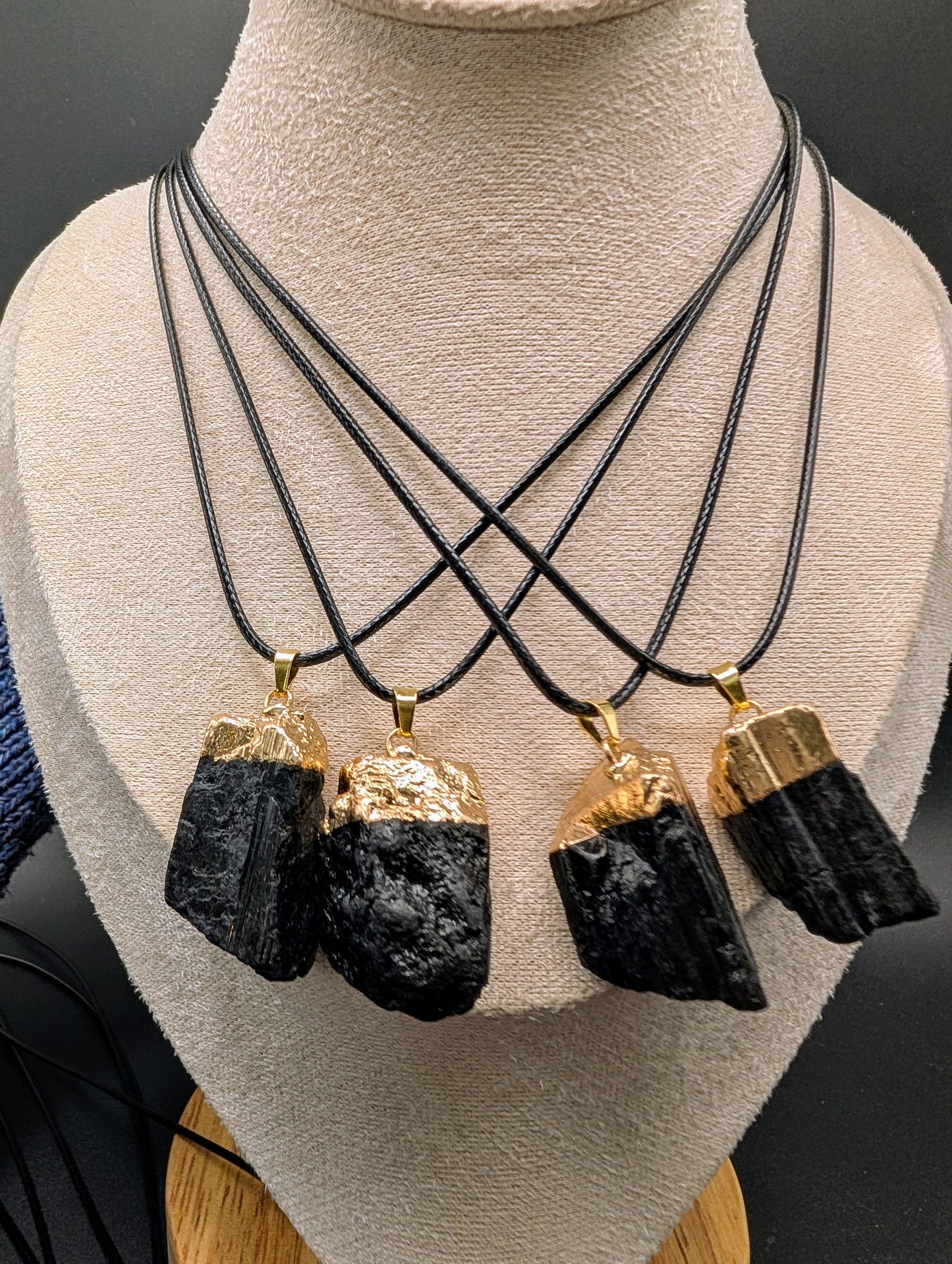 Black Tourmaline Raw Stone Necklace