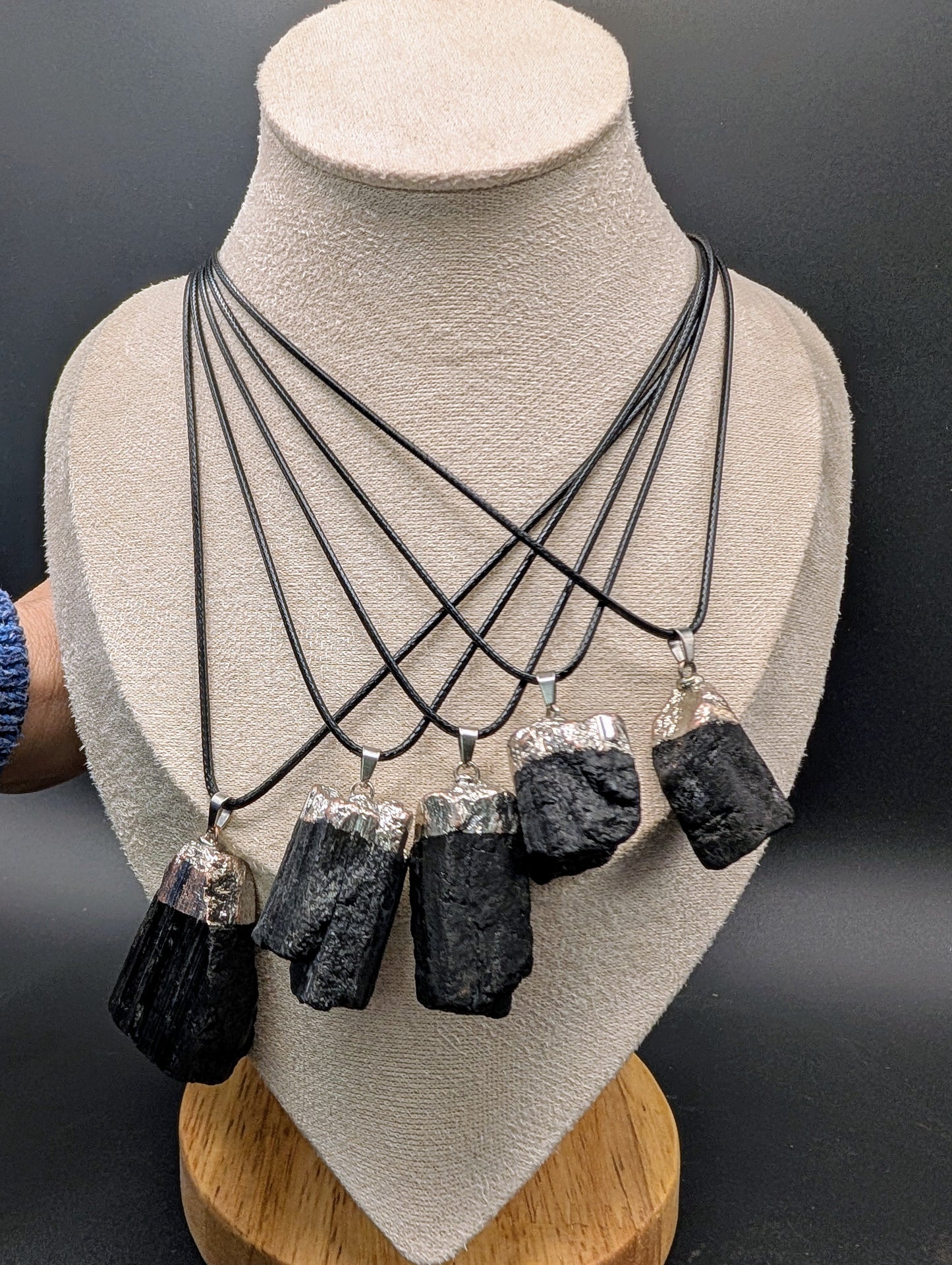 Black Tourmaline Raw Stone Necklace