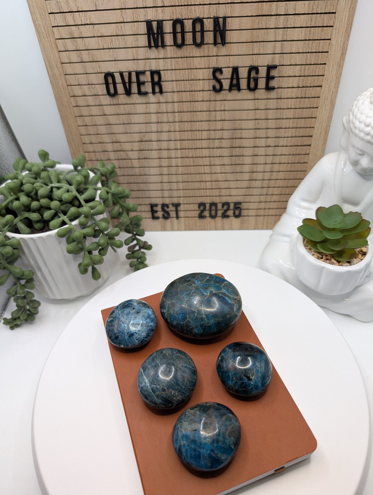 Blue Apatite Palm Stones - Mid Grade Stones at Great Prices!