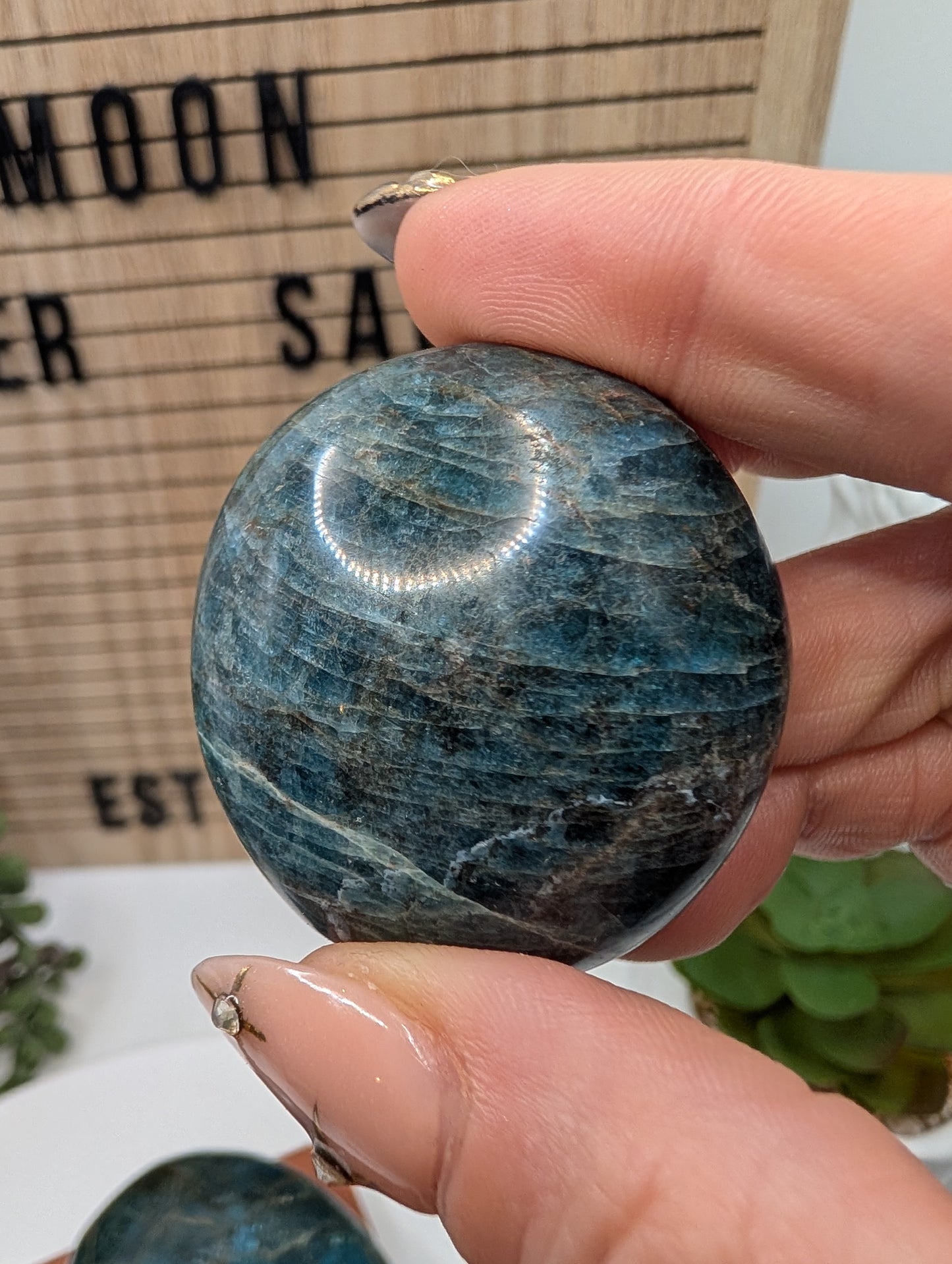 Blue Apatite Palm Stones - Mid Grade Stones at Great Prices!