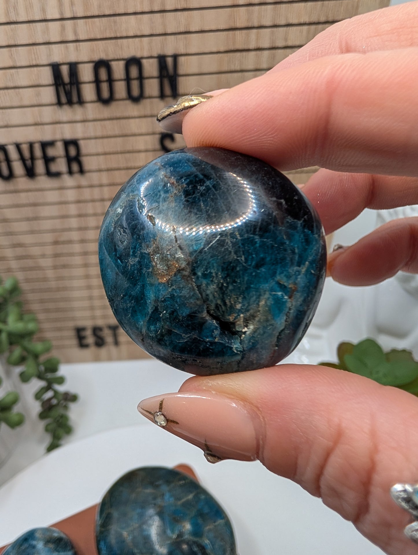 Blue Apatite Palm Stones - Mid Grade Stones at Great Prices!