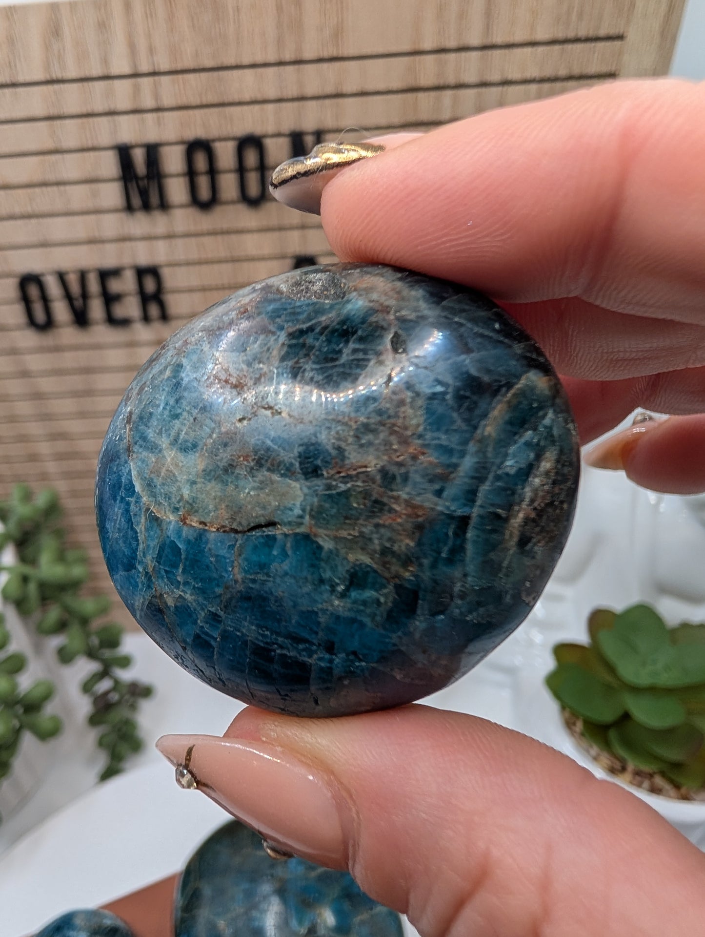 Blue Apatite Palm Stones - Mid Grade Stones at Great Prices!