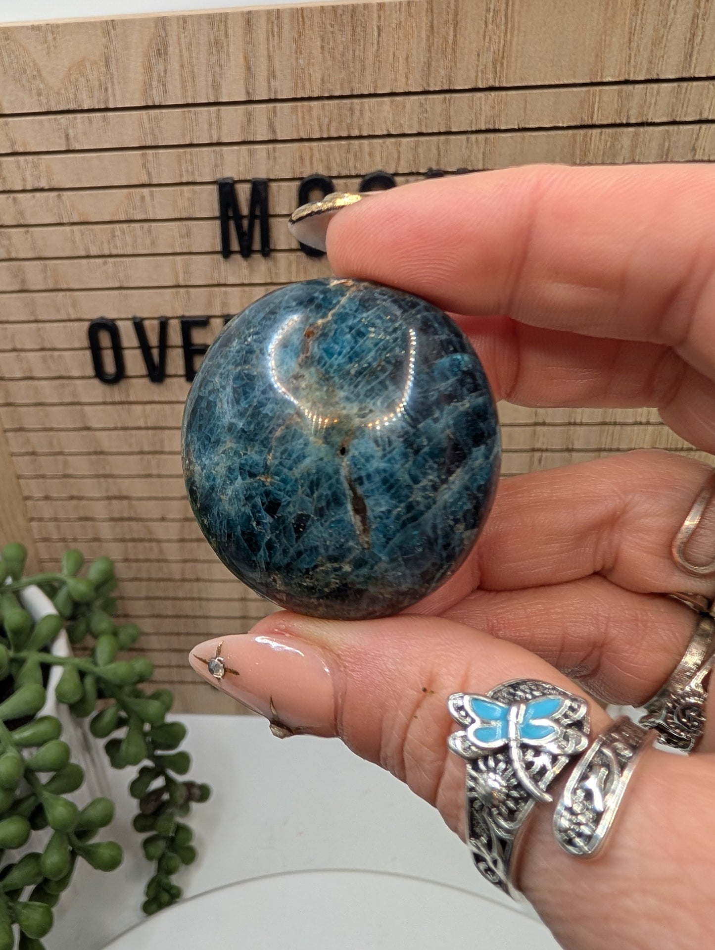 Blue Apatite Palm Stones - Mid Grade Stones at Great Prices!