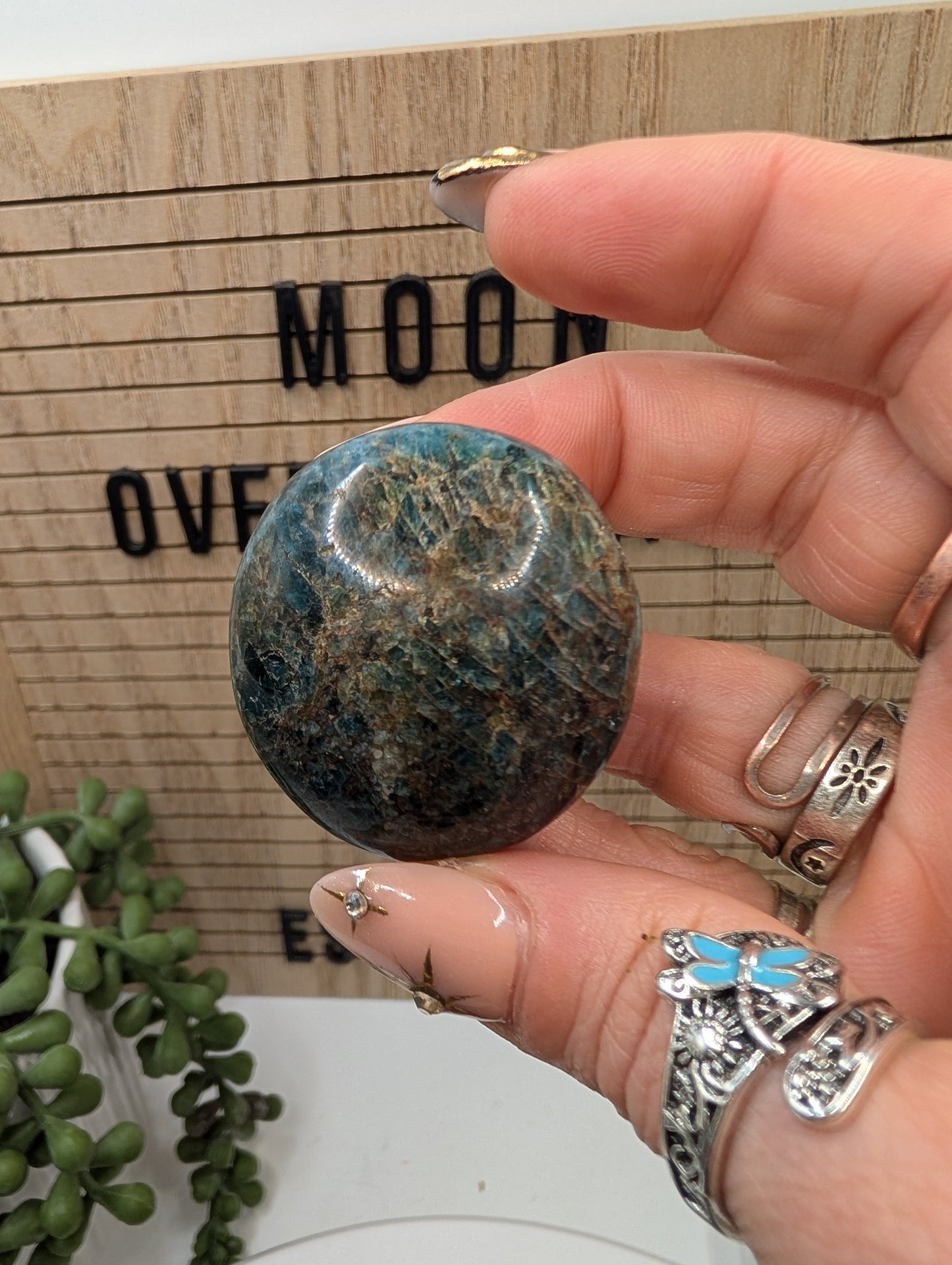 Blue Apatite Palm Stones - Mid Grade Stones at Great Prices!