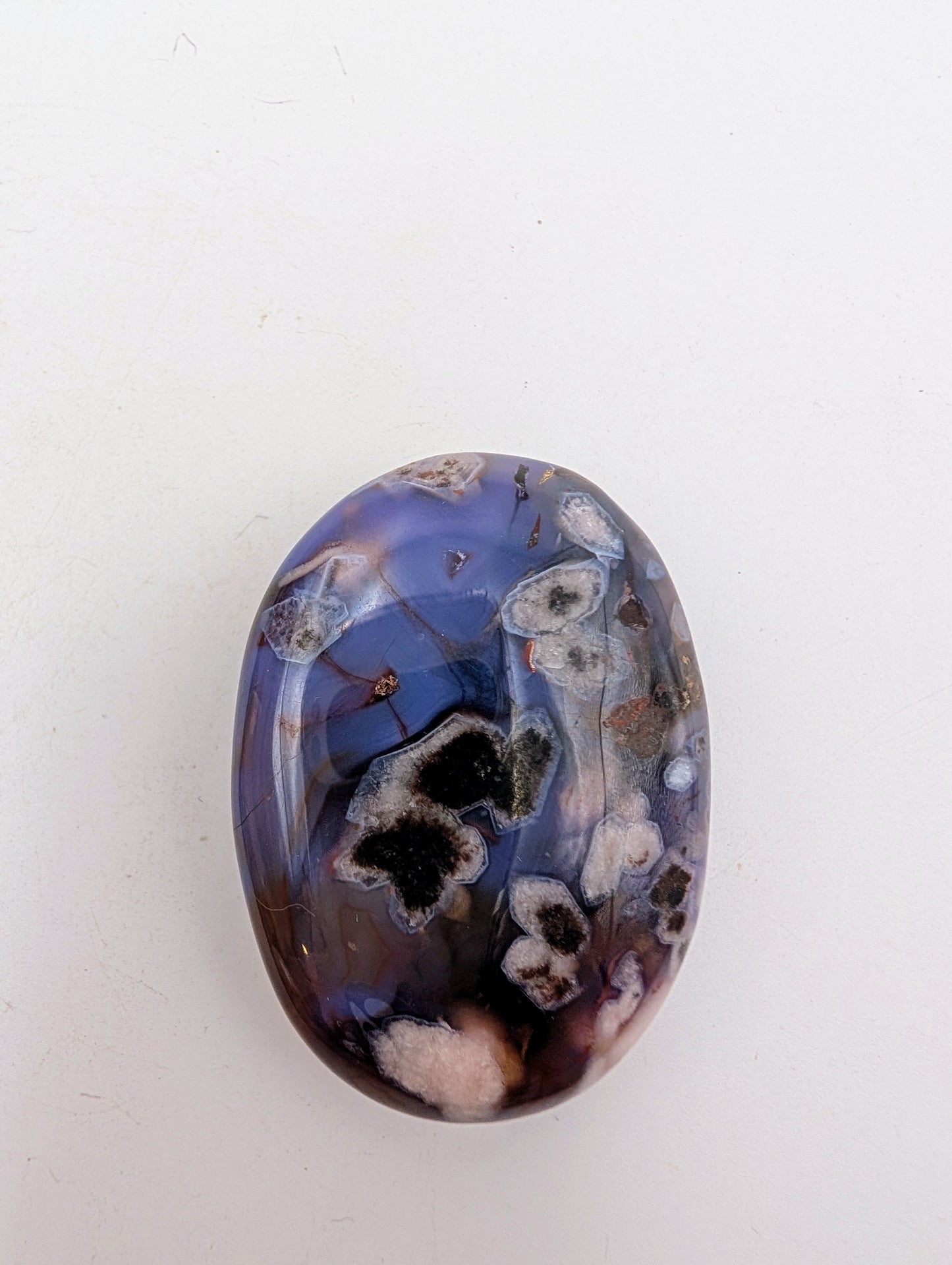 Blue Flower Agate Palm Stones