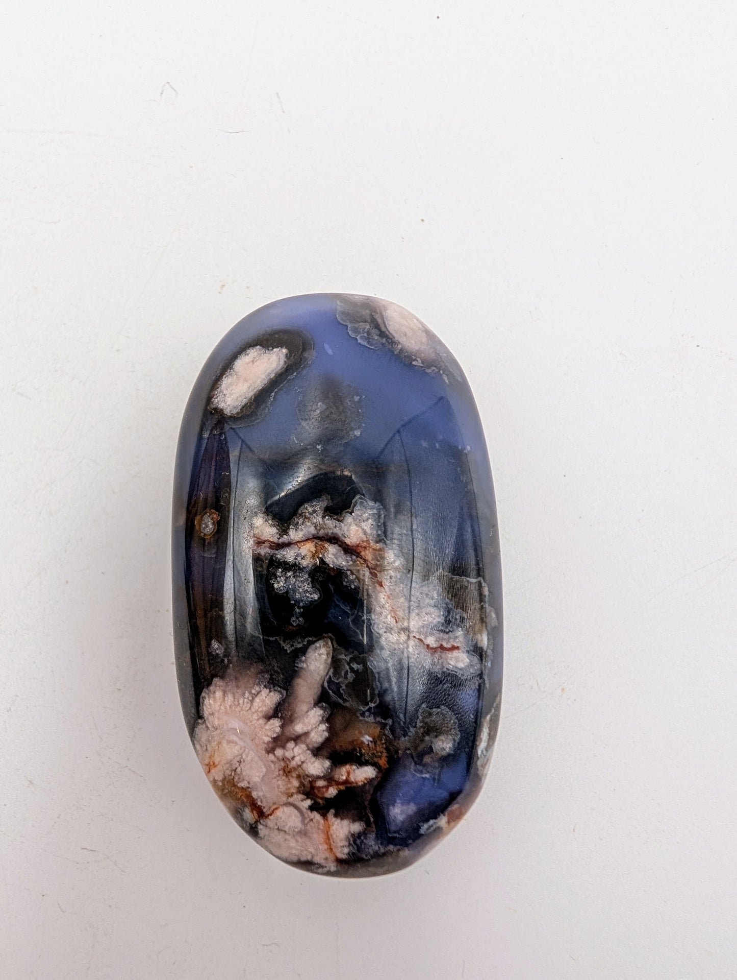 Blue Flower Agate Palm Stones