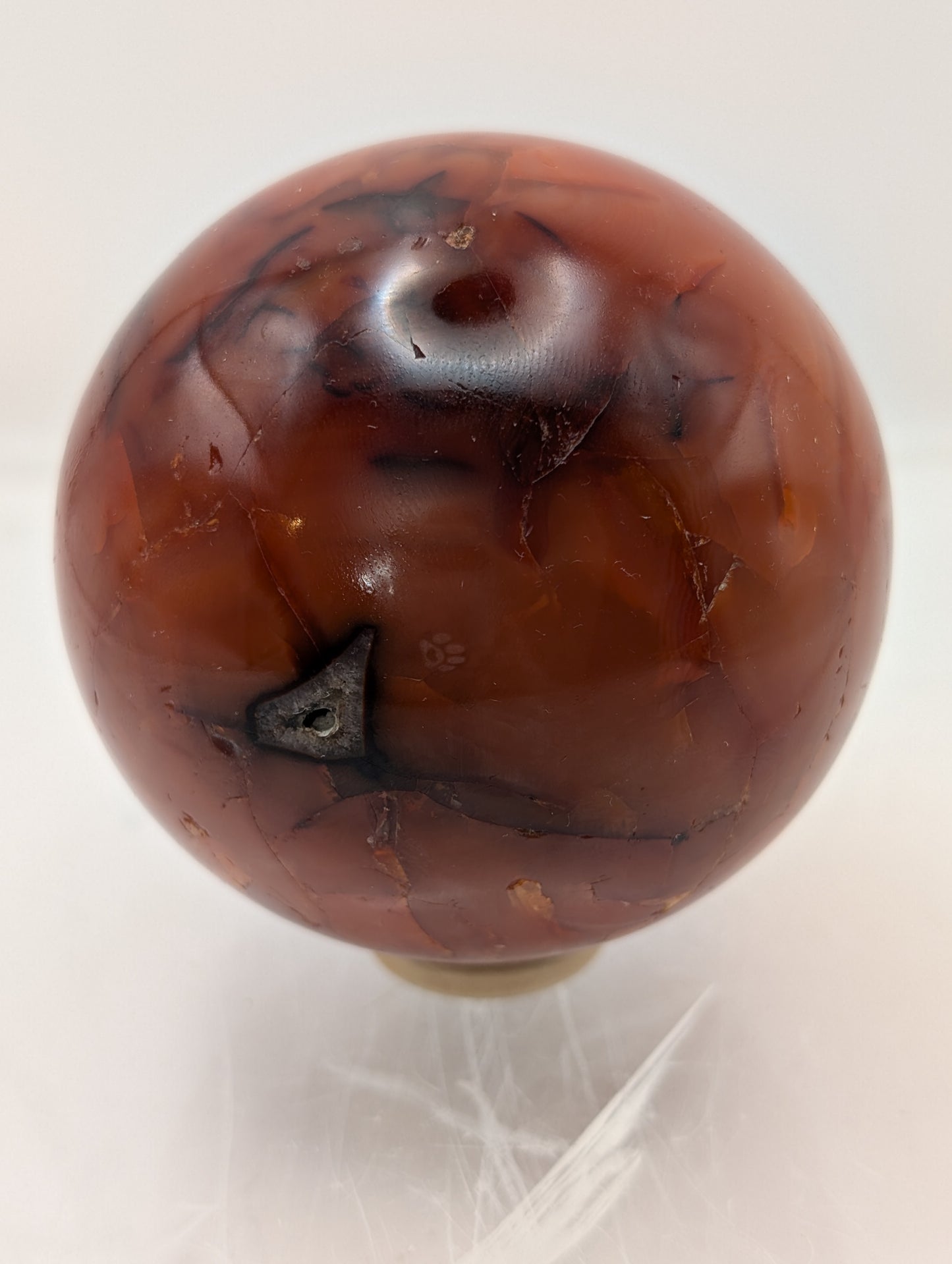 Deep Red/Orange and Druzy Carnelian Sphere