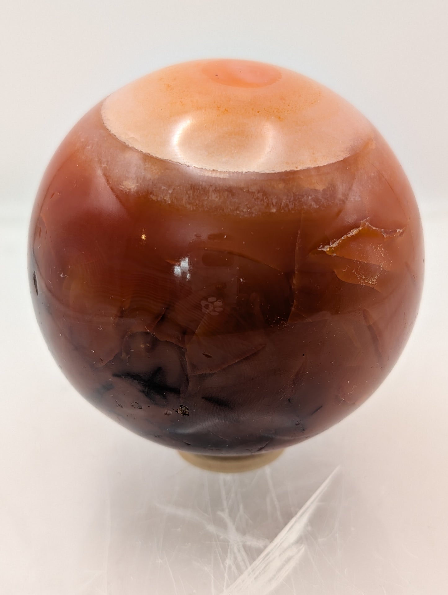 Deep Red/Orange and Druzy Carnelian Sphere