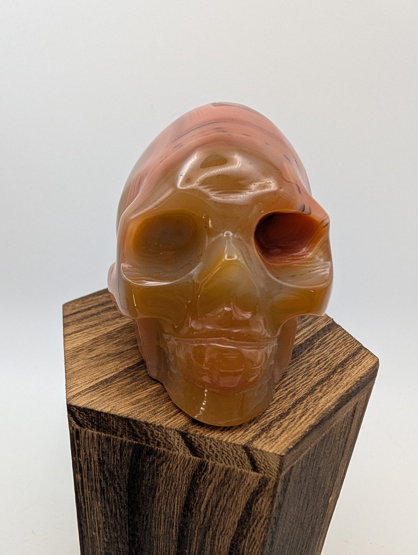 Carnelian Crystal Skulls in deep reds/oranges.