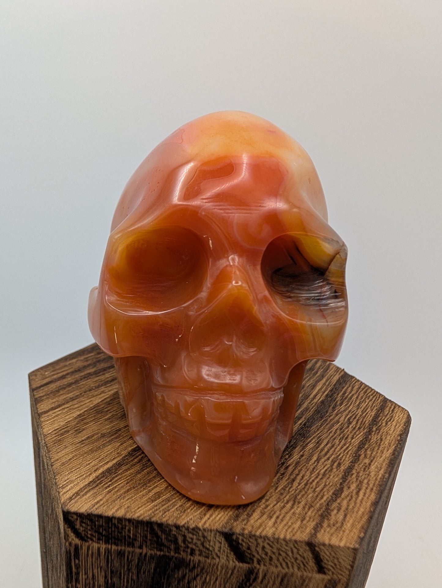 Carnelian Crystal Skulls in deep reds/oranges.