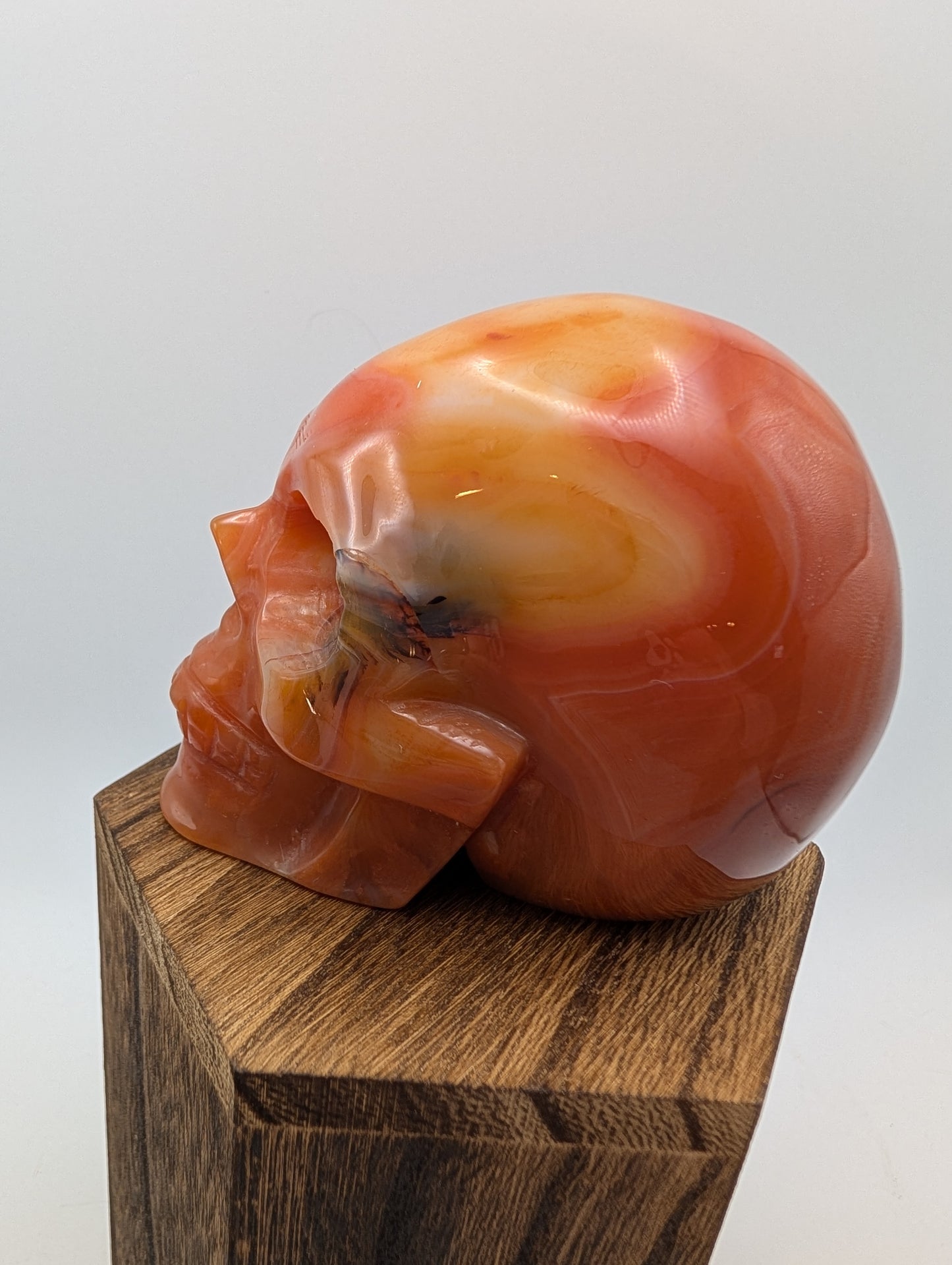 Carnelian Crystal Skulls in deep reds/oranges.