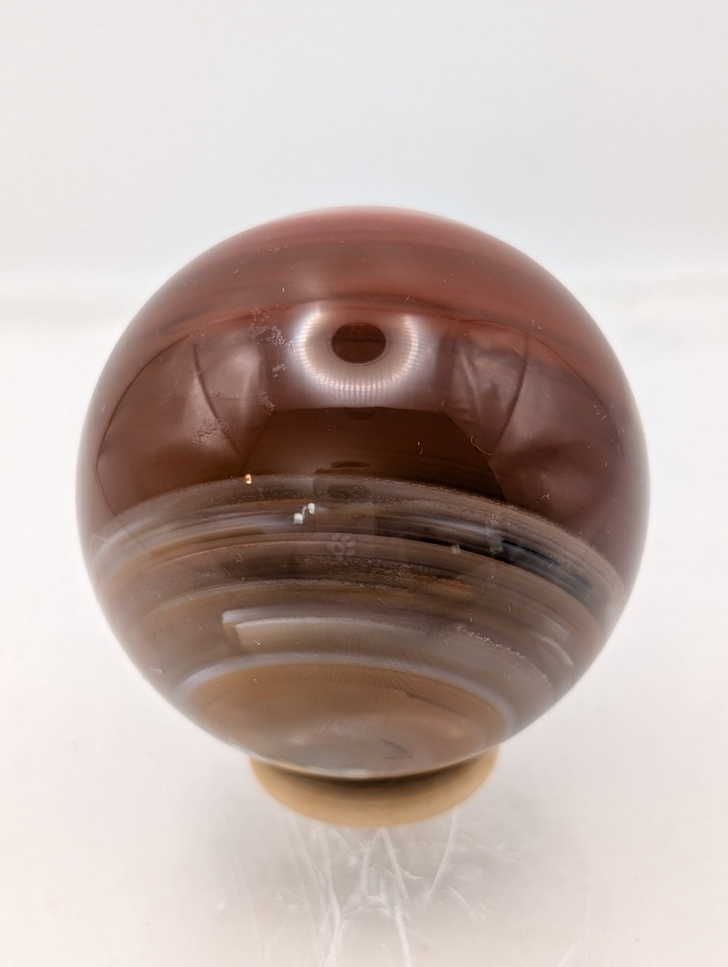 Carnelian Spheres with Beautiful Agate Banding Comes with Wooden Ring Stand