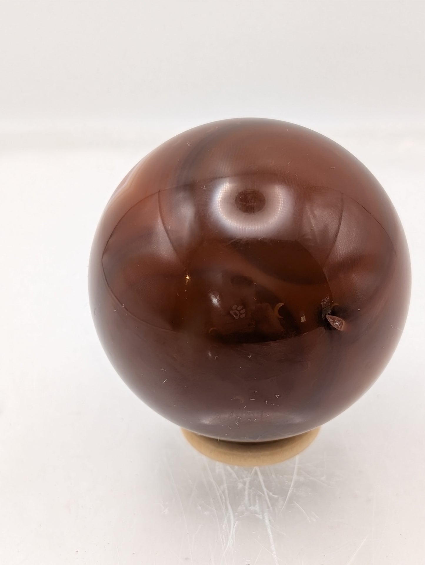 Carnelian Spheres with Beautiful Agate Banding Comes with Wooden Ring Stand
