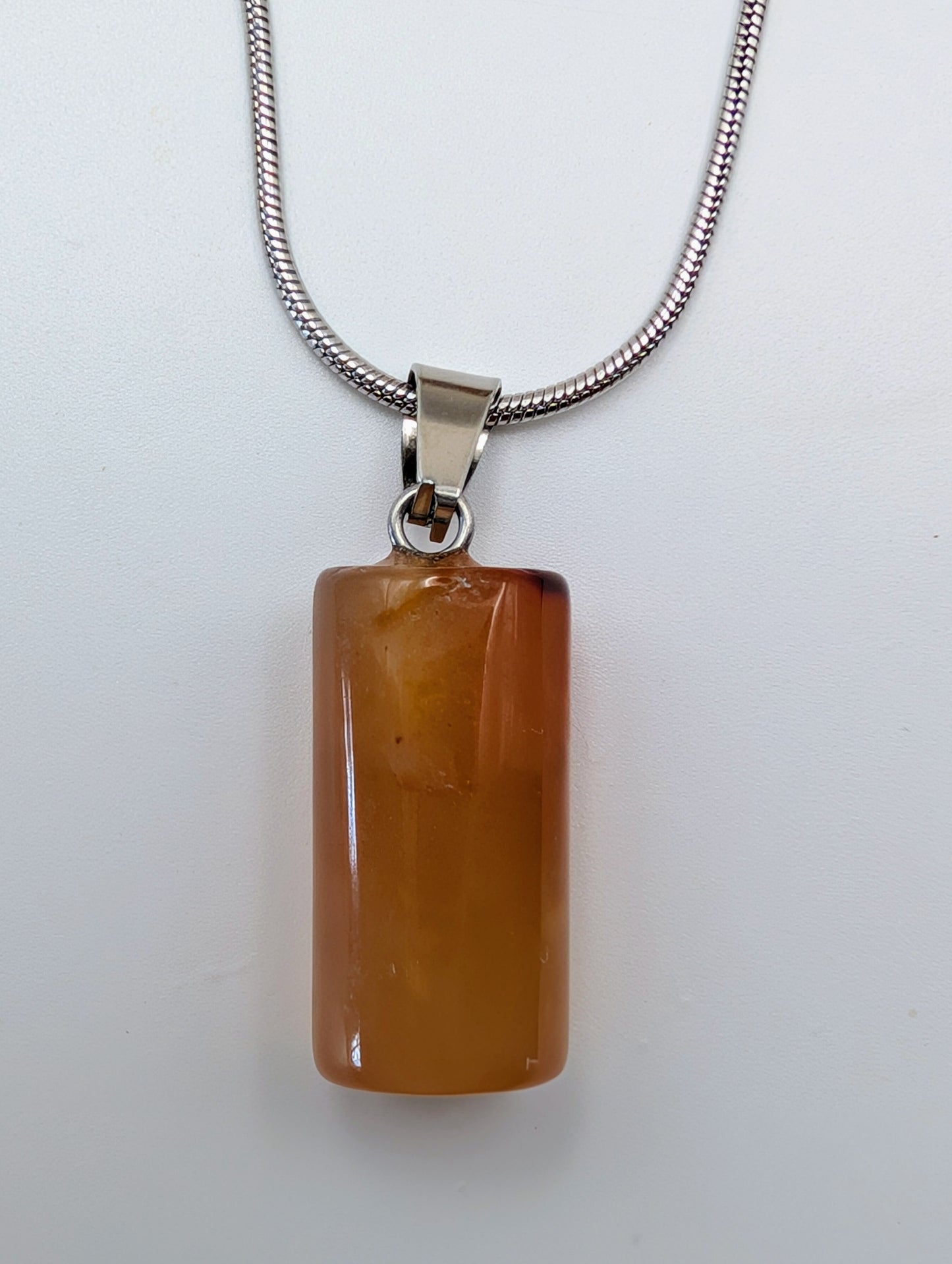 Crystal Barrel Bead Pendant Necklace on a 16" Silver Chain