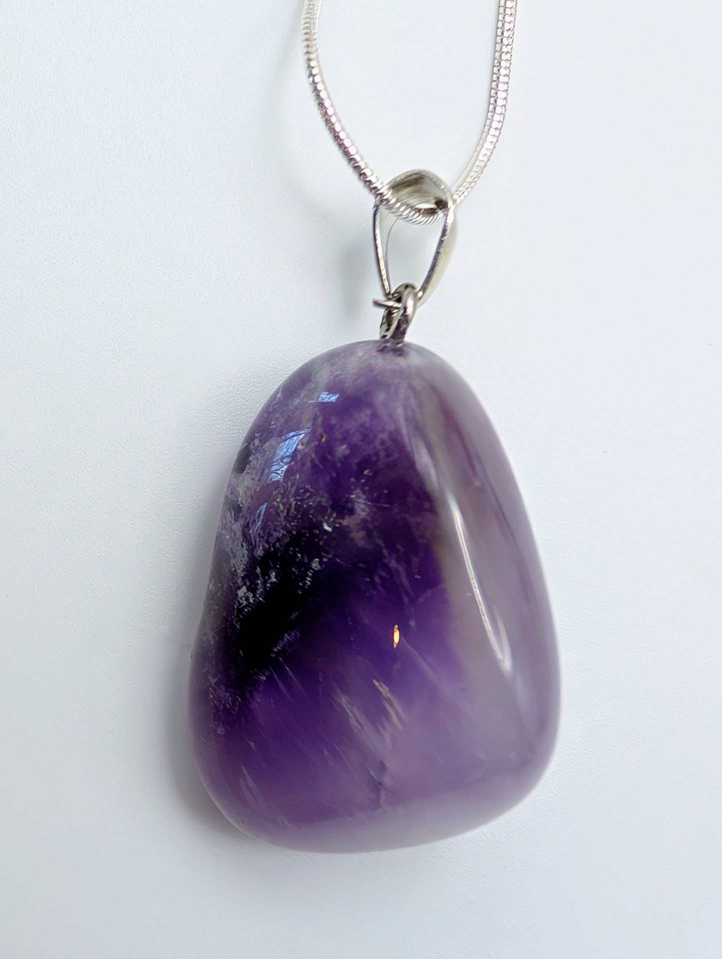Crystal Tumbled Stone Necklace in Various Length Silver Chains