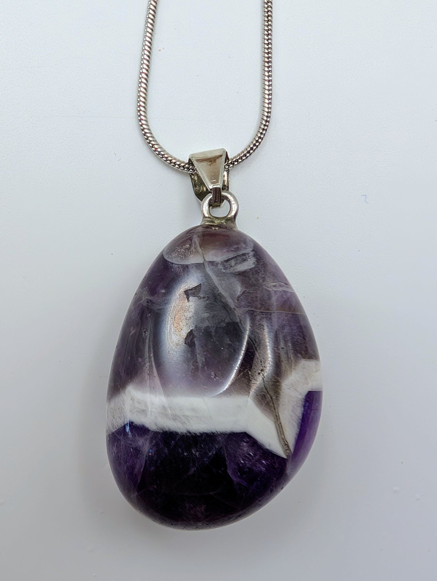 Crystal Tumbled Stone Necklace in Various Length Silver Chains