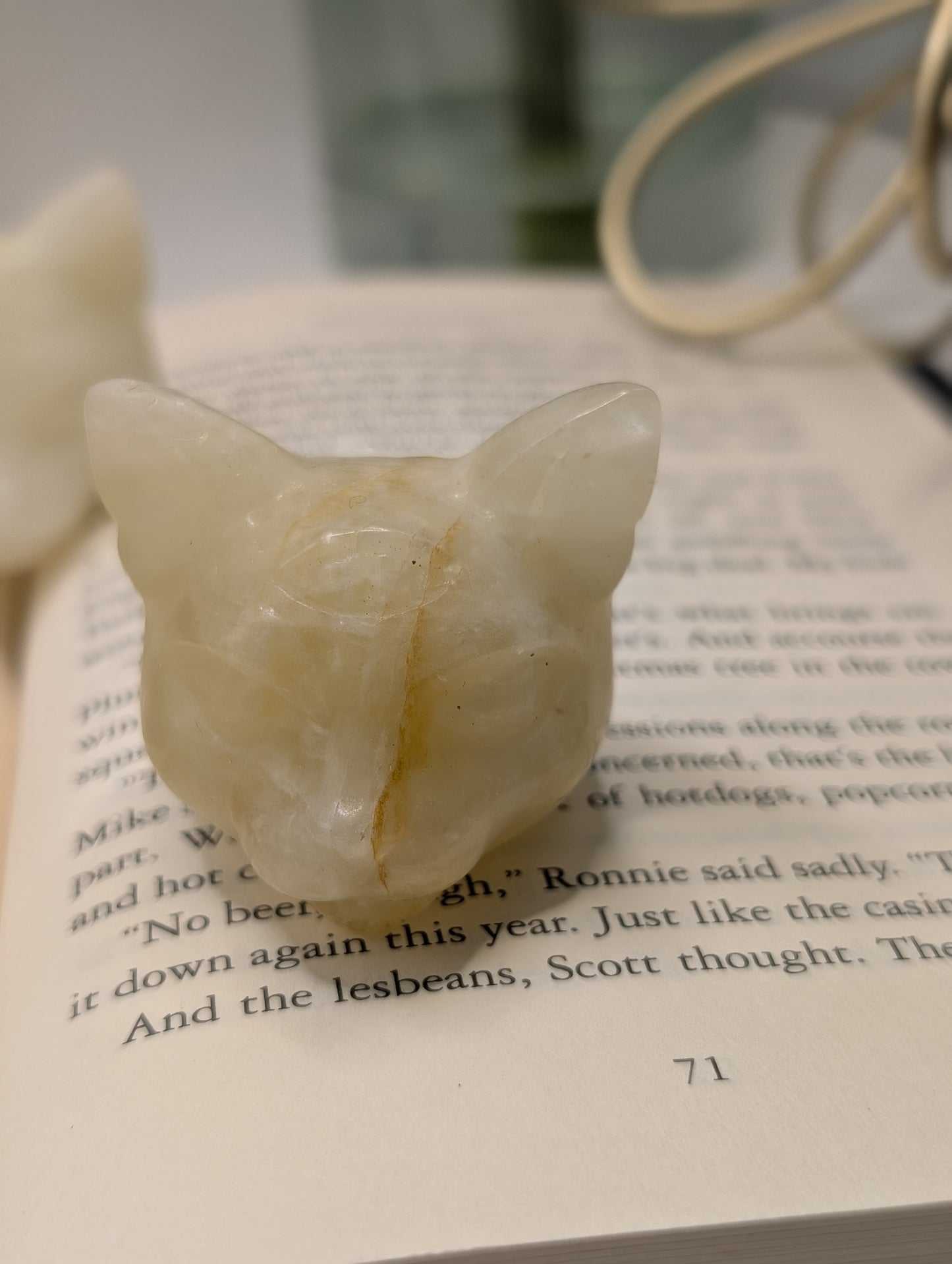 Crystal Cat Head with All-Seeing Eye – Carved Stone Spirit Totem