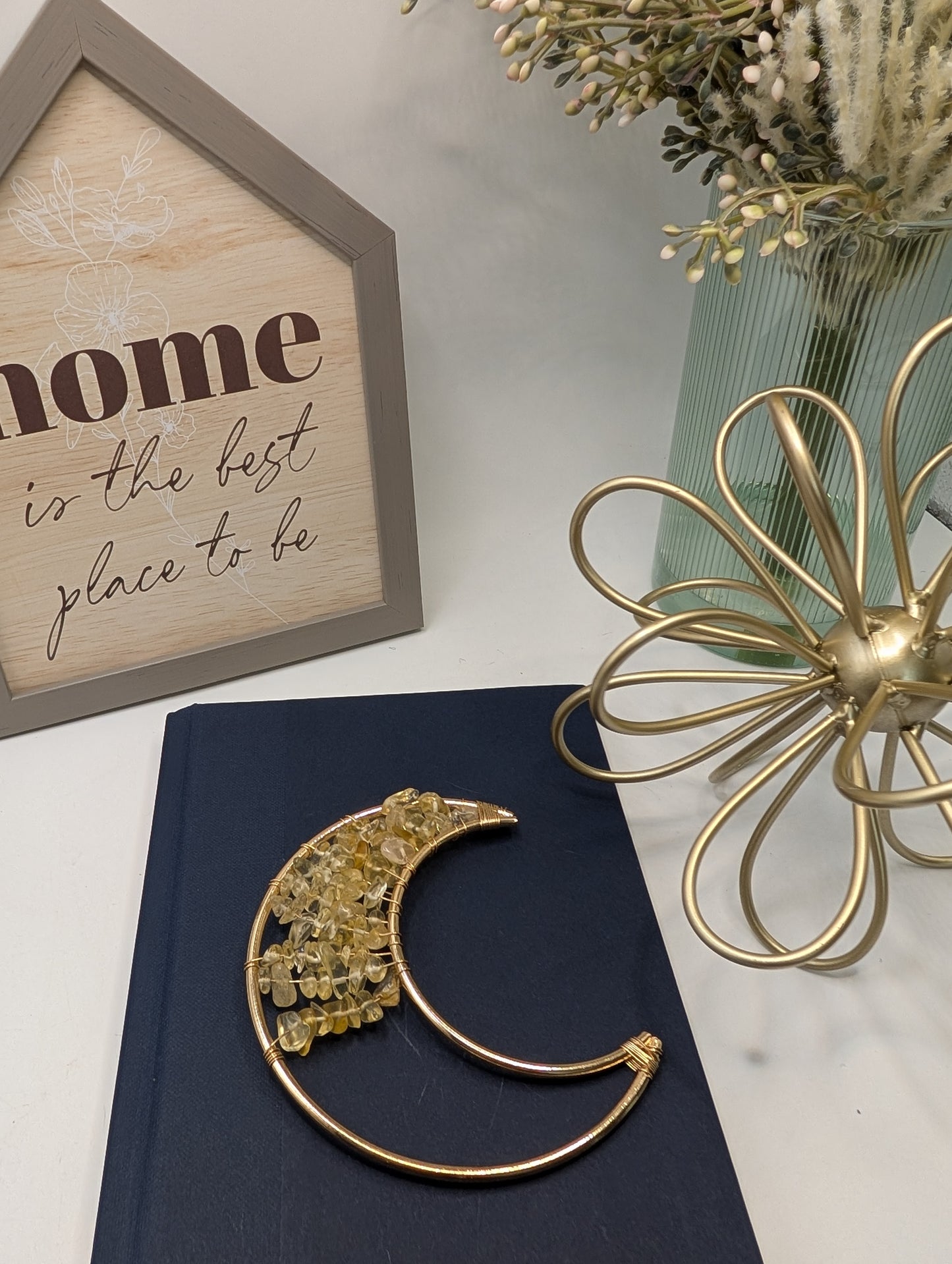 Copper Crescent Moons with Crystal Chips - Embrace the Celestial Magic!