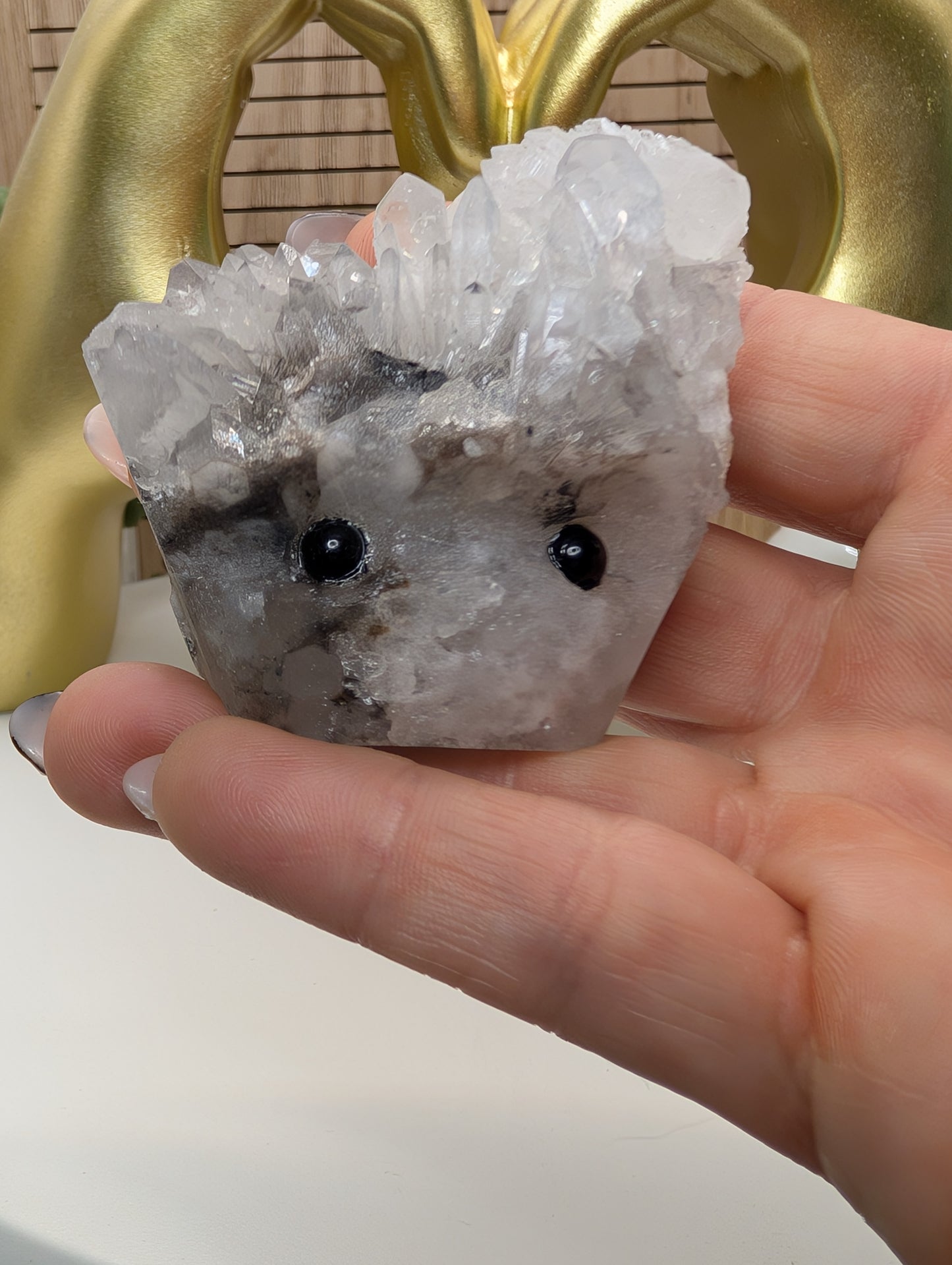 Clear Quartz Crystal Cluster Rock Buddies aka Hedgehogs - Up For Adoption!